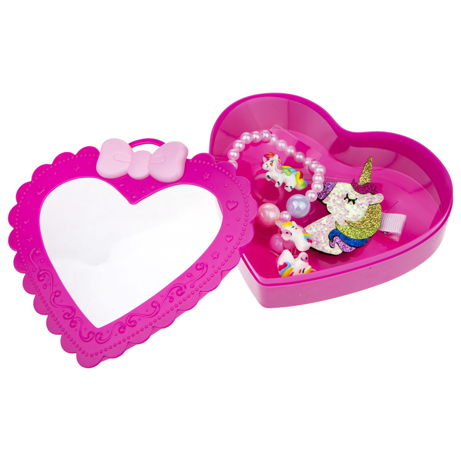 Набор украшений для девочки в шкатулке 1TOY Sweet heart Bijou: колечко, браслет, заколочка, 2 резинки