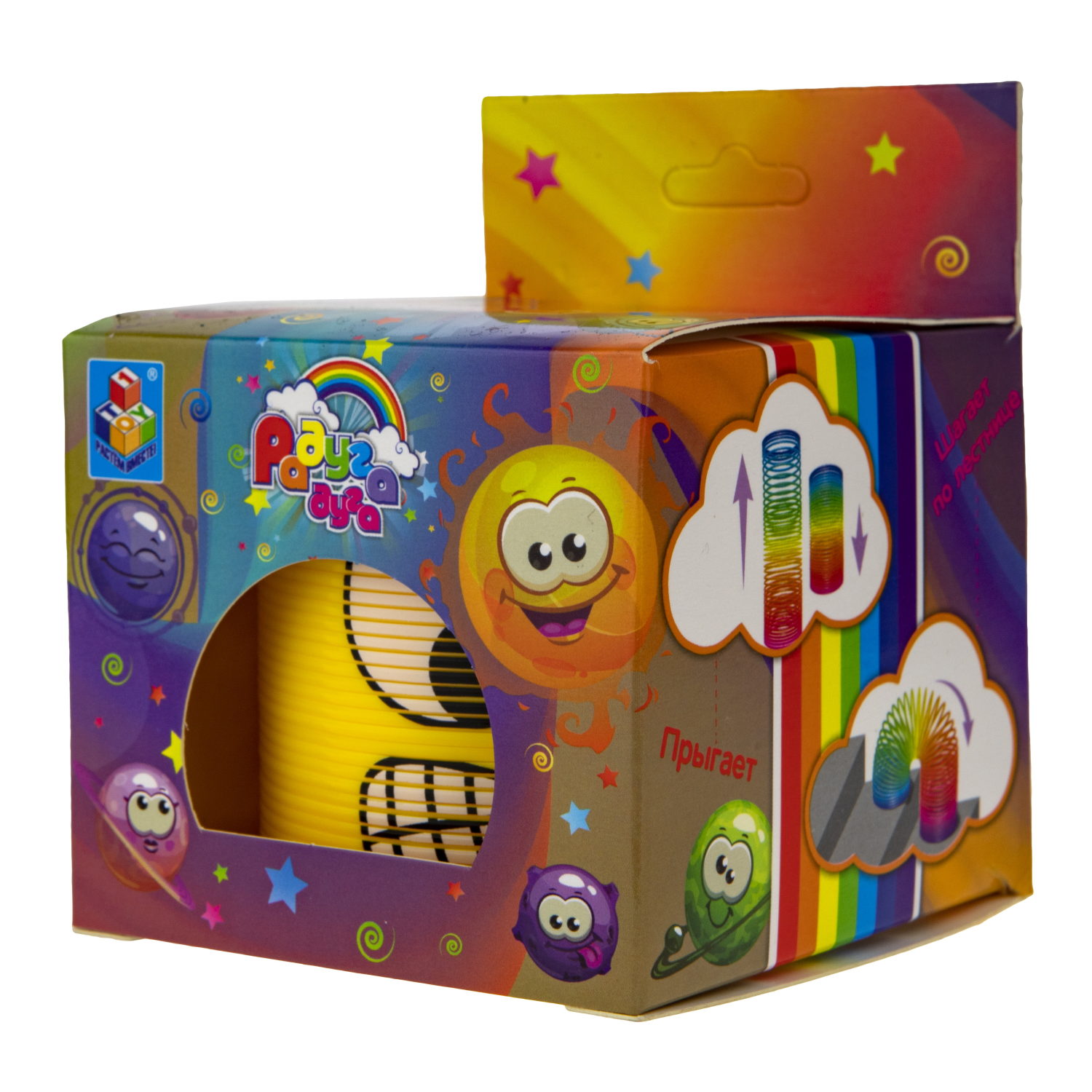 Пружинка радуга 1TOY «Радуга-дуга» Эмоции, 7,5*7,5 см, 6 видов в ассортименте