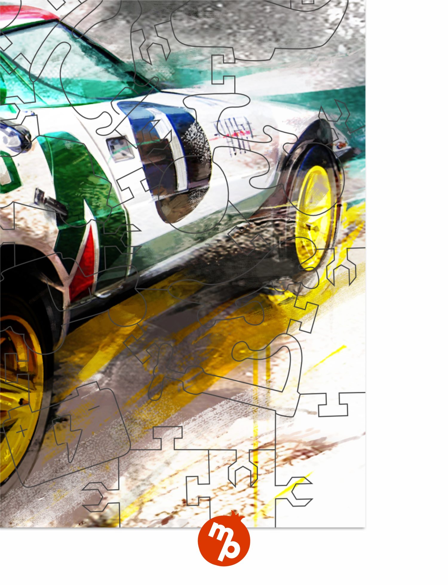 Деревянные пазлы Collection Transport Гоночный автомобиль белый, 80 деталей, 28х14 см