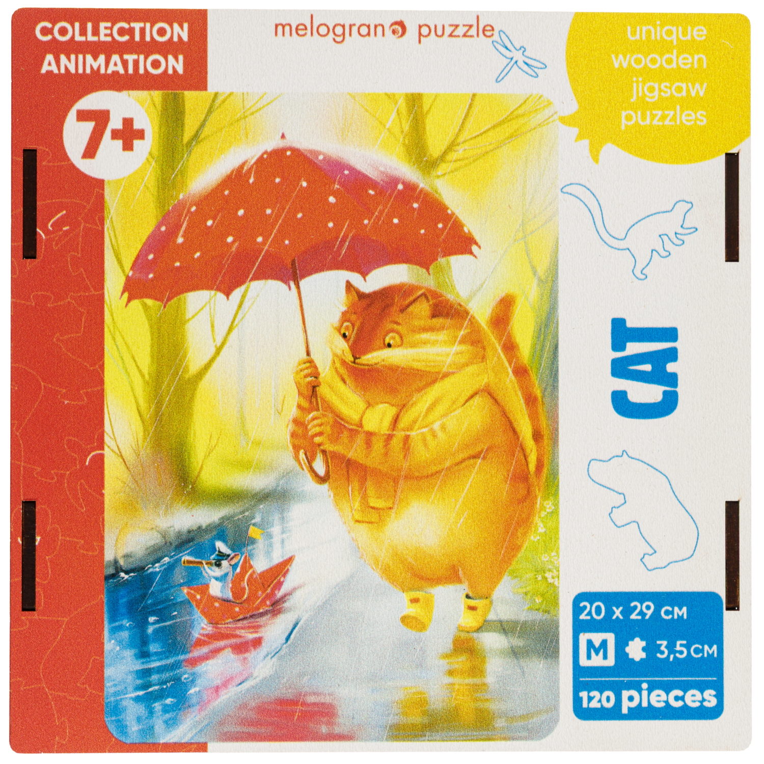 Деревянные пазлы Collection Animals Кот под зонтиком, 120 деталей