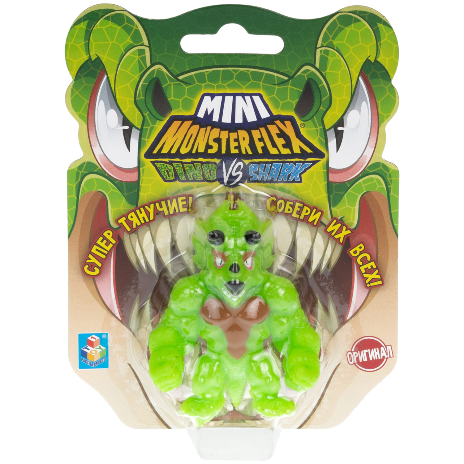 1TOY MONSTER FLEX MINI DINO и SHARK, тянущиеся фигурки, 10 видов в ассортименте