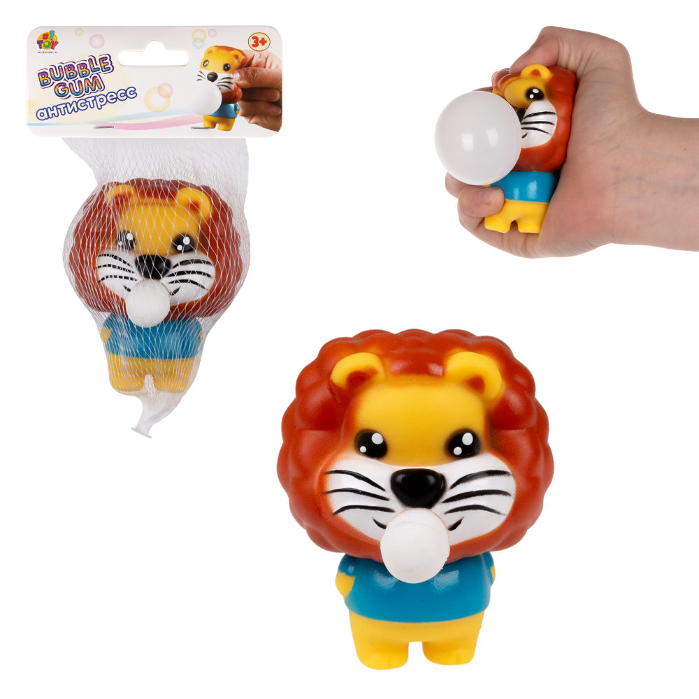 1TOY Bubble Gum-антистресс "Животные" 7,5х6х6 см, лев