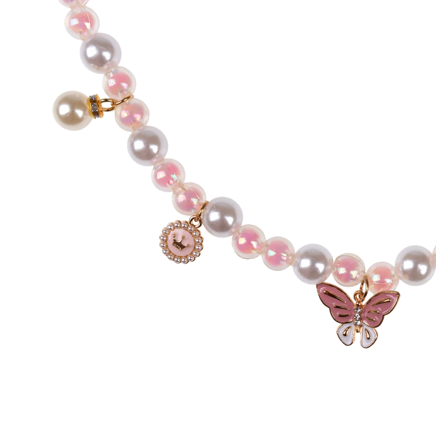 Набор украшений Lukky Fashion с жемчужинами и розовыми бабочками: бусы, браслет, клипсы для ушей