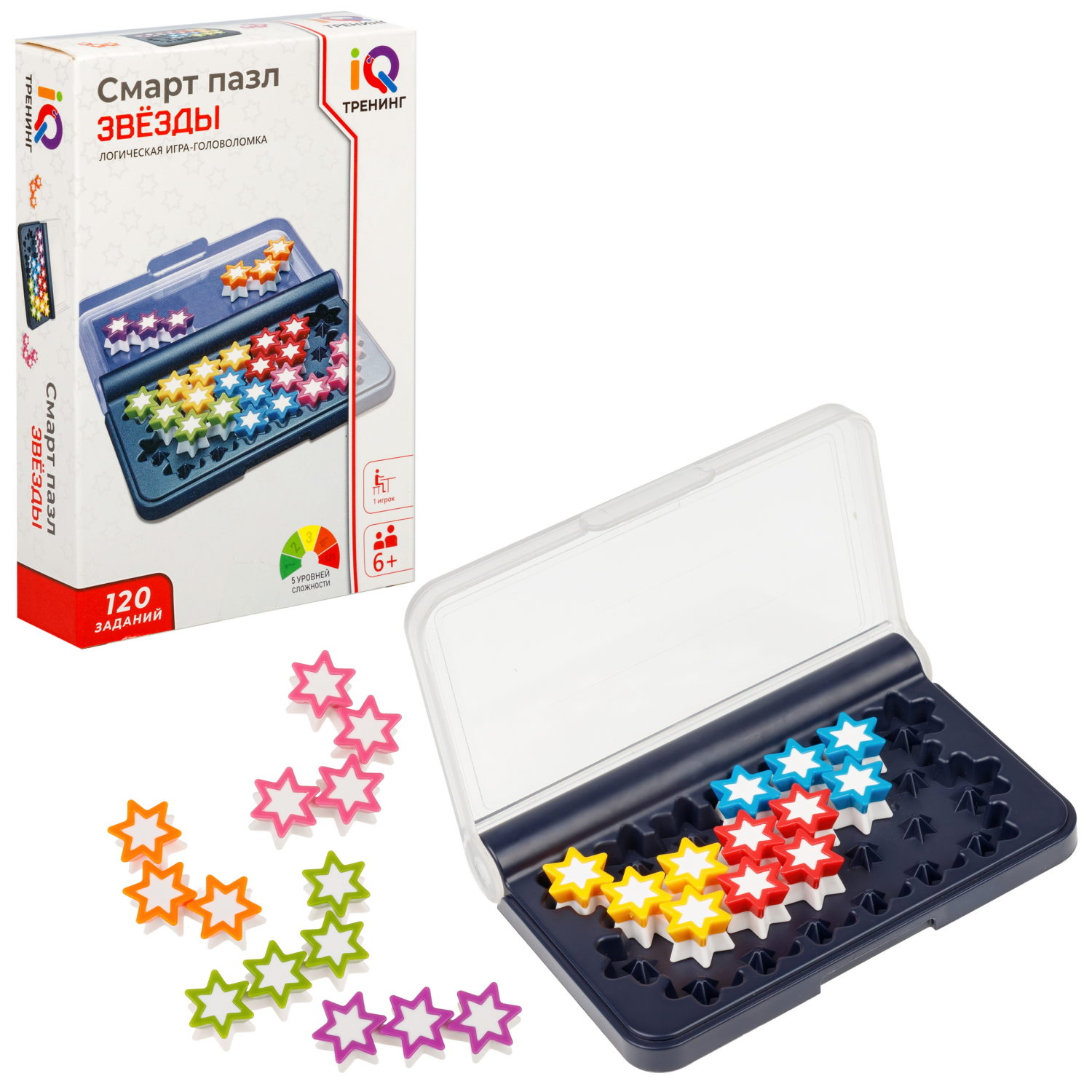 Настольная логическая игра 1TOY IQ ТРЕНИНГ  «Смарт пазл Звёзды»