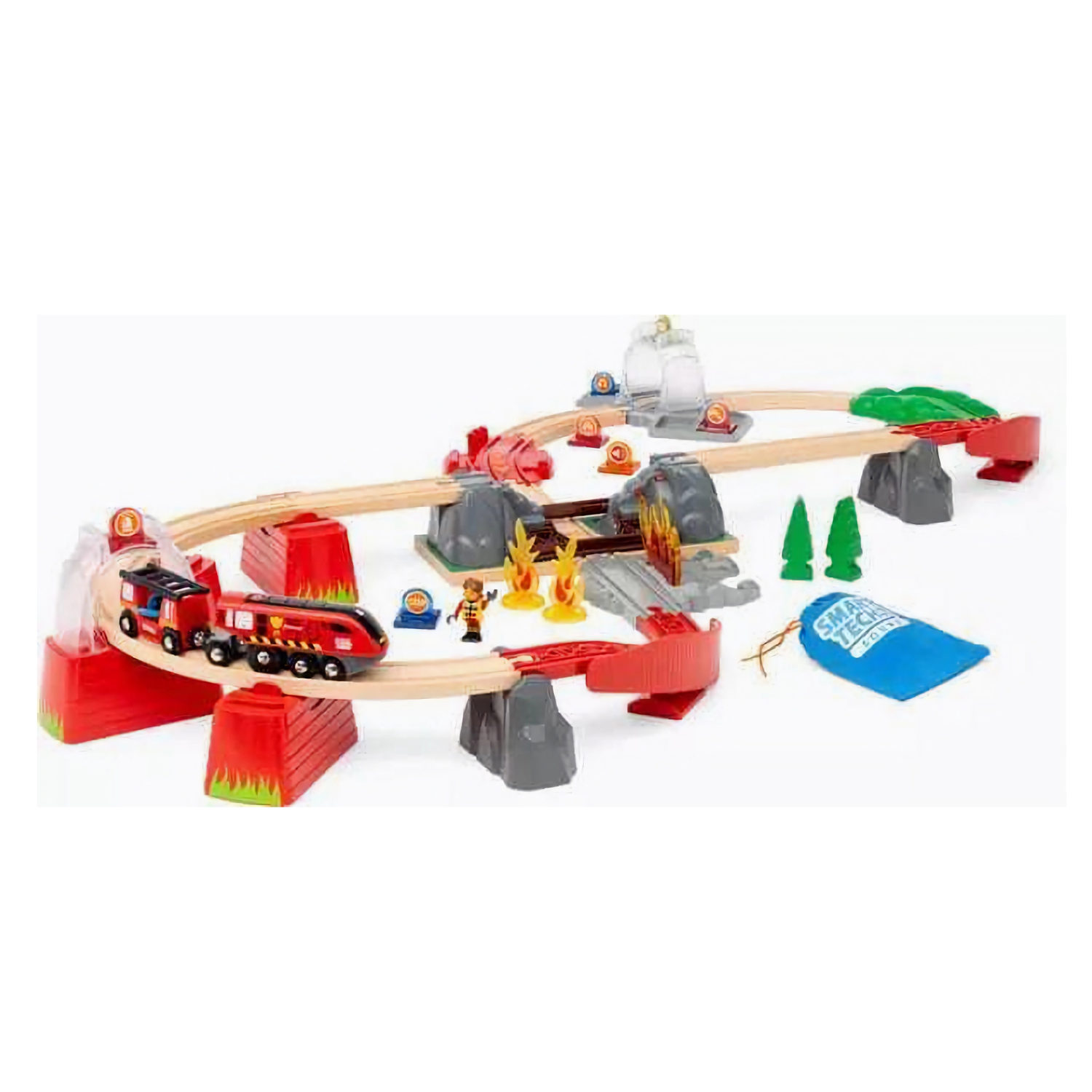 Деревянная железная дорога BRIO "Пожарный спасатель",звук, 41 деталь