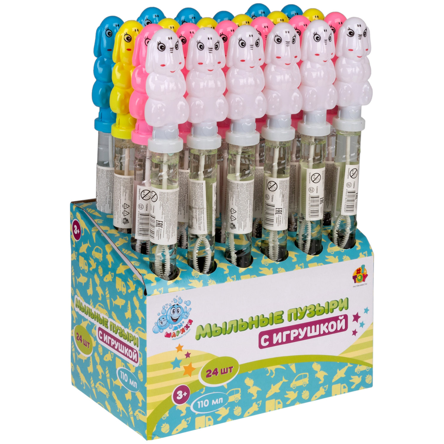 Мыльные пузыри 1TOY Мы-шарики! с игрушкой слоном, 110 мл