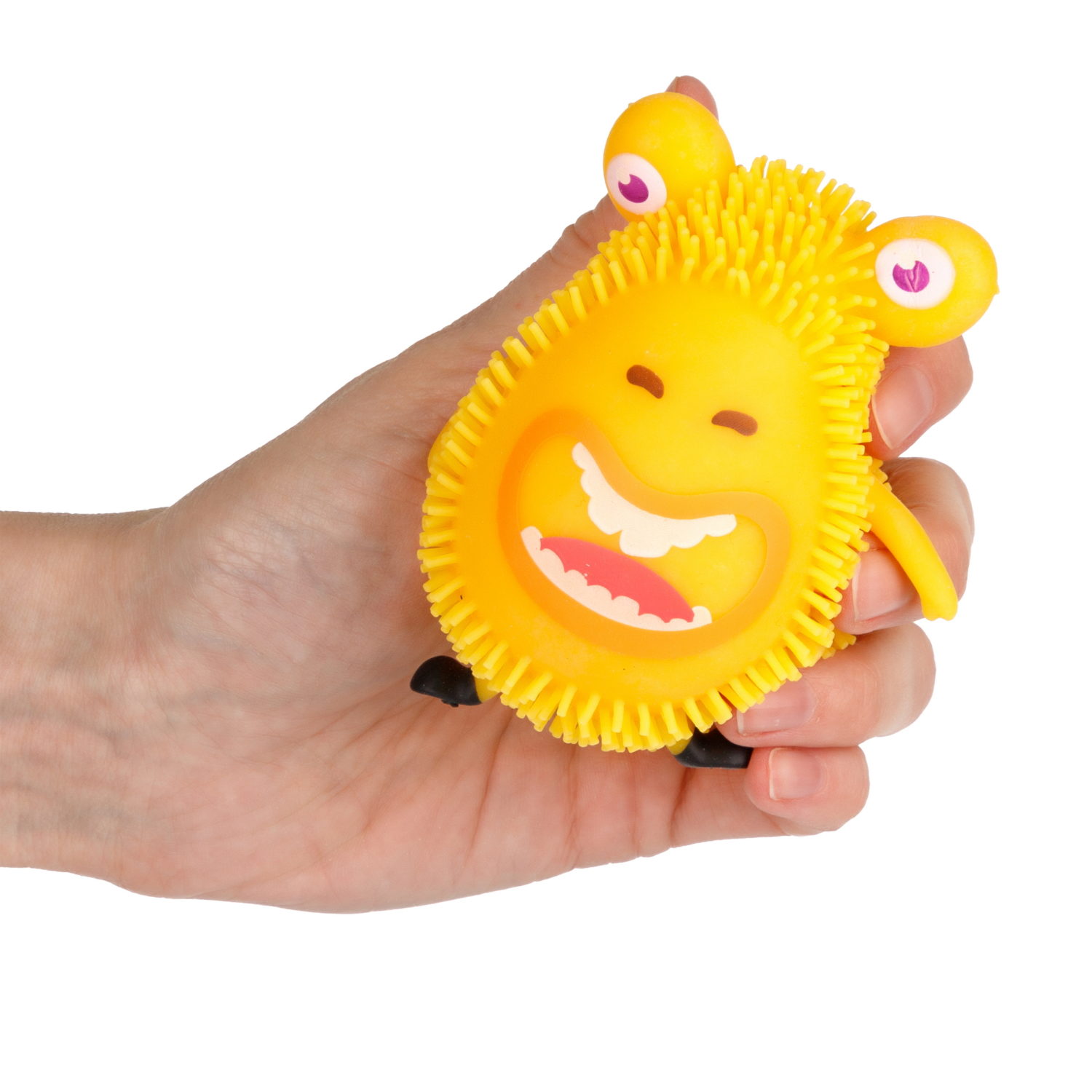 Игрушка-антистресс для рук 1toy Йо-Ёжики, жёлтый "Монстр" 10 см, со светом