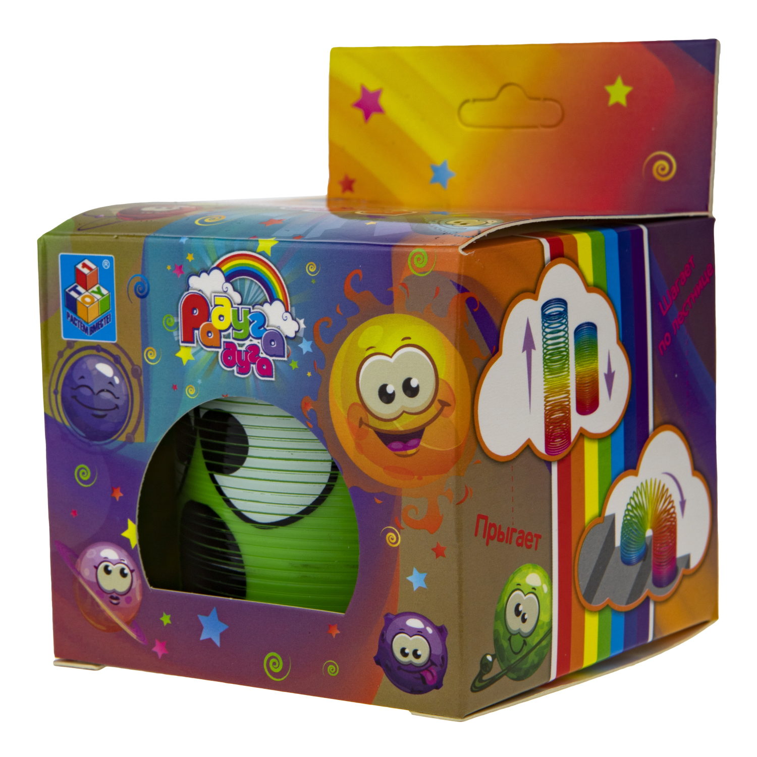 Пружинка радуга 1TOY «Радуга-дуга» Эмоции, 7,5*7,5 см, 6 видов в ассортименте