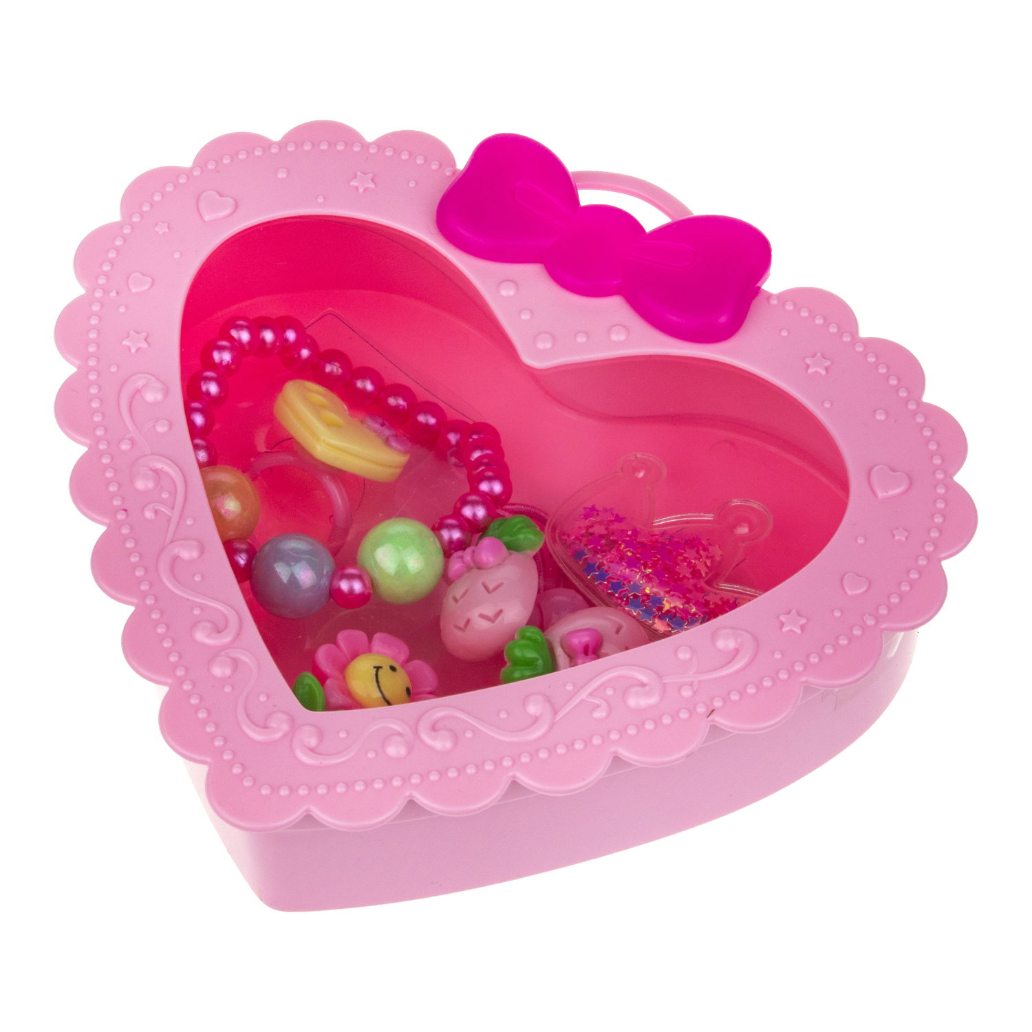Набор украшений для девочки в шкатулке 1TOY Sweet heart Bijou: 2 колечка, браслет, заколочка, 2 резинки
