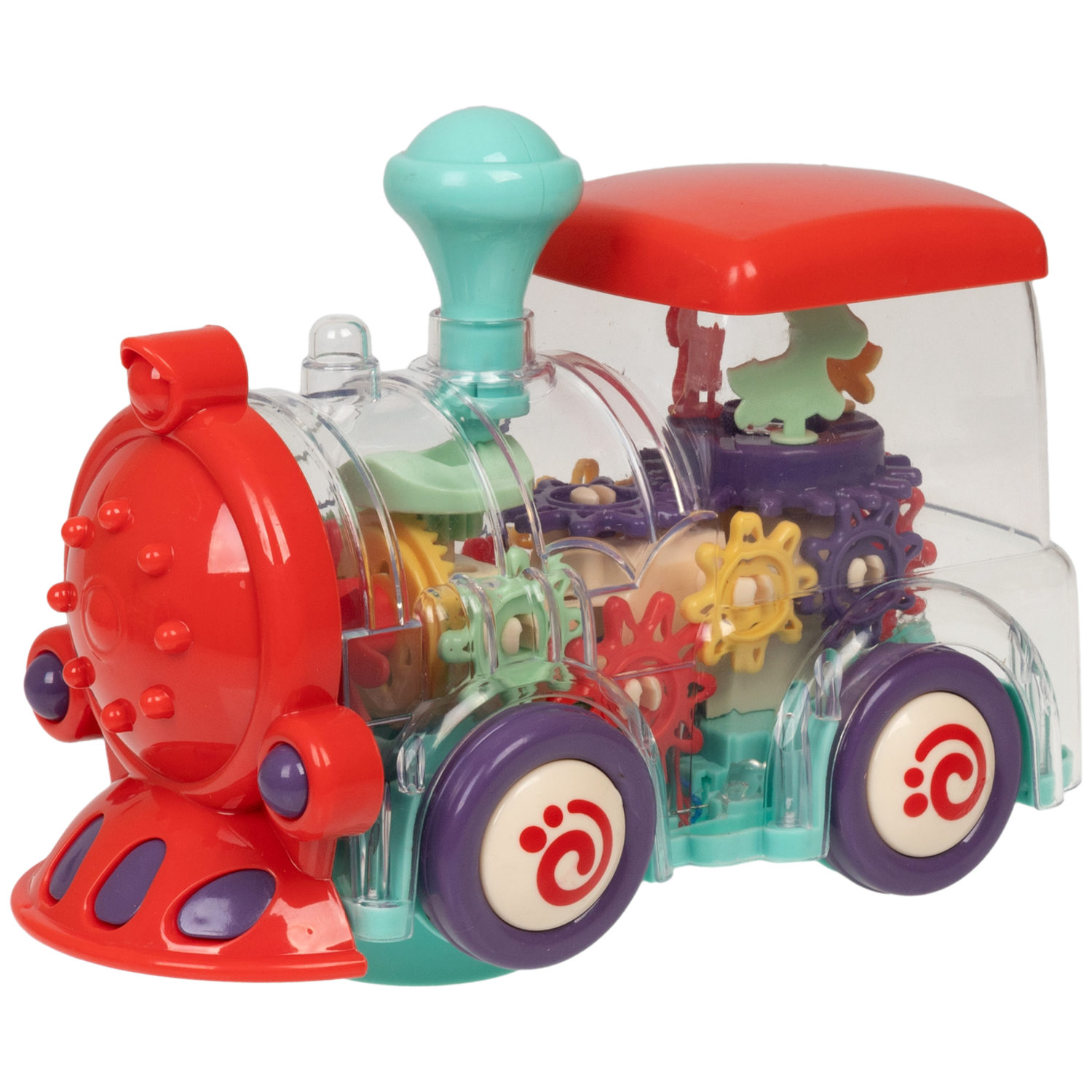 Игрушка прозрачная с шестеренками 1TOY Движок «Локомитив», со светом и звуком, 1 шт.