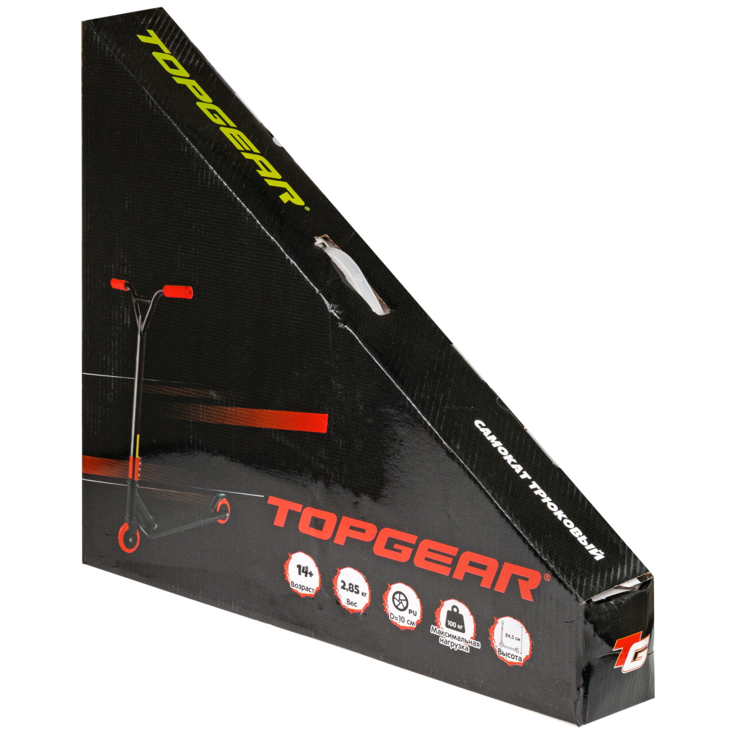 Самокат трюковый Topgear, 2-х кол. PU 2х100 мм, неопреновые грипсы, 48,5*83*64 см,, до 100 кг, черно-красный