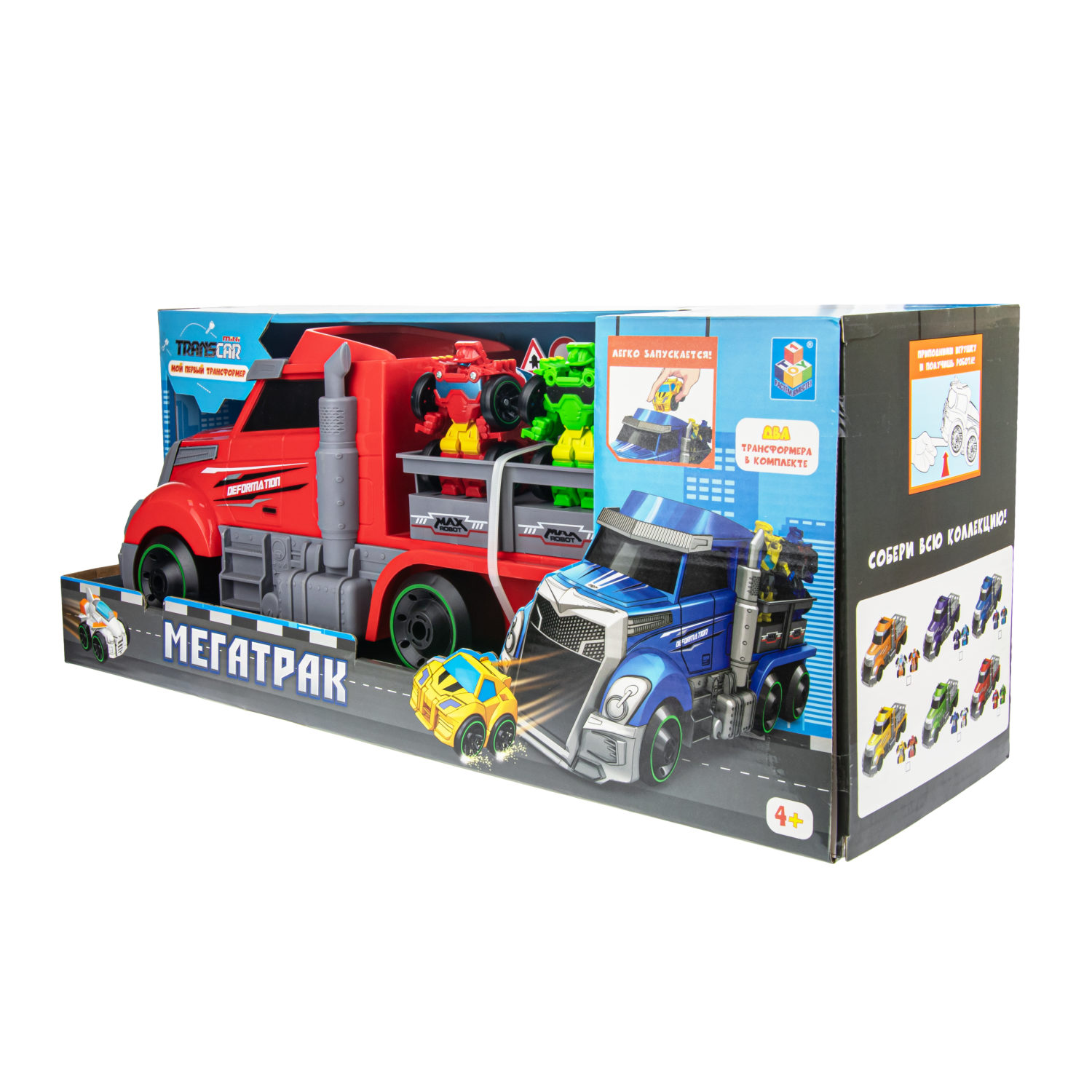 Автовоз с машинками 1TOY Мой первый трансформер, трейлер, красный, 45 см