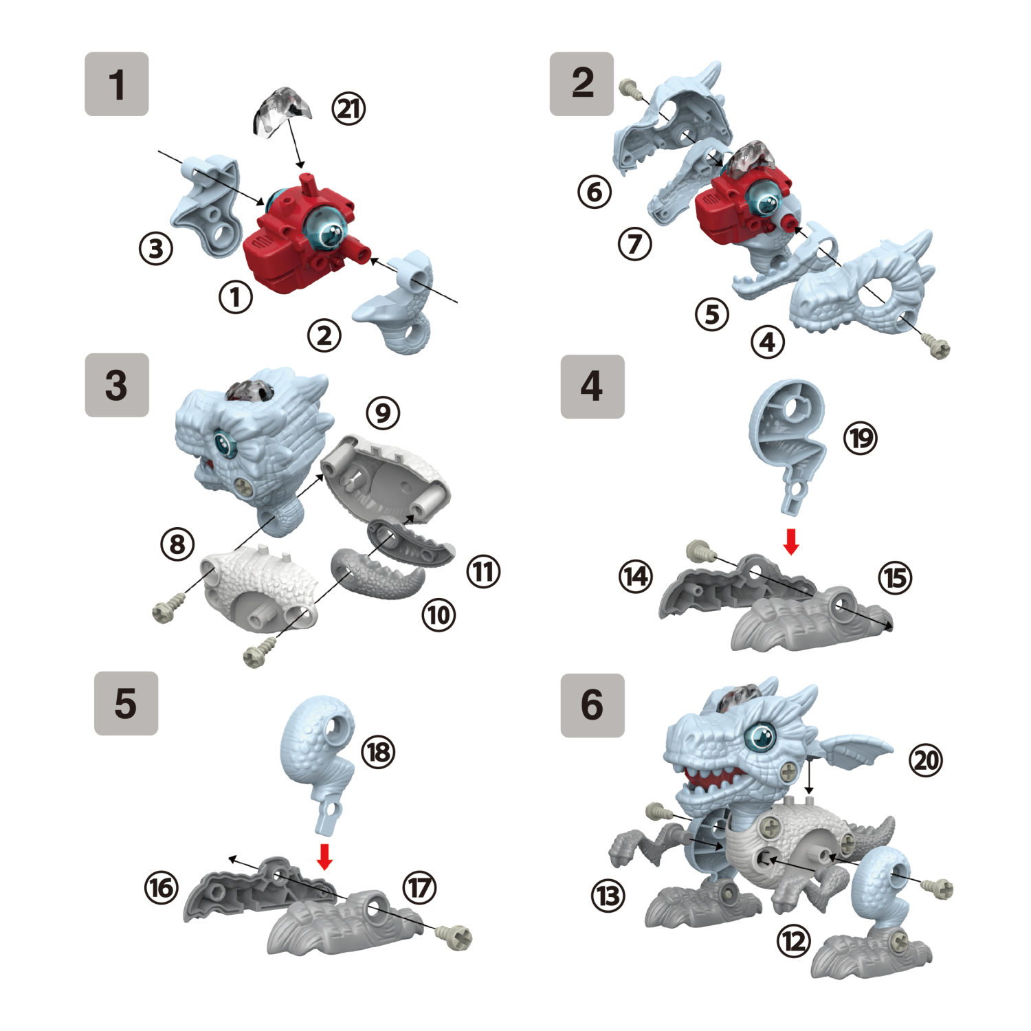 Интерактивная игрушка динозавр 1toy RoboLife Птеранодон, детская, музыкальная, конструктор, робот, со световыми эффектами, для девочек и мальчиков