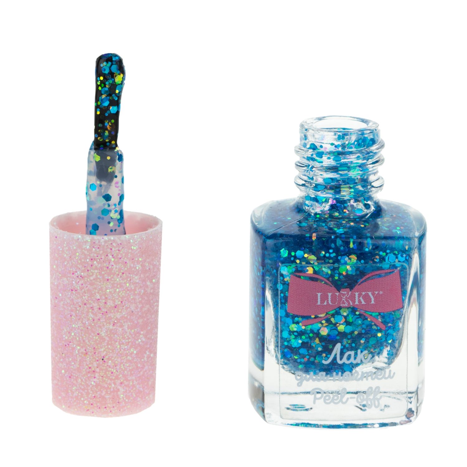 Lukky Лак для ногтей peel-off серия Конфетти Микс с ароматом пирожного, 5 мл, цвет бирюзовый перламутр с блёстками,блистер