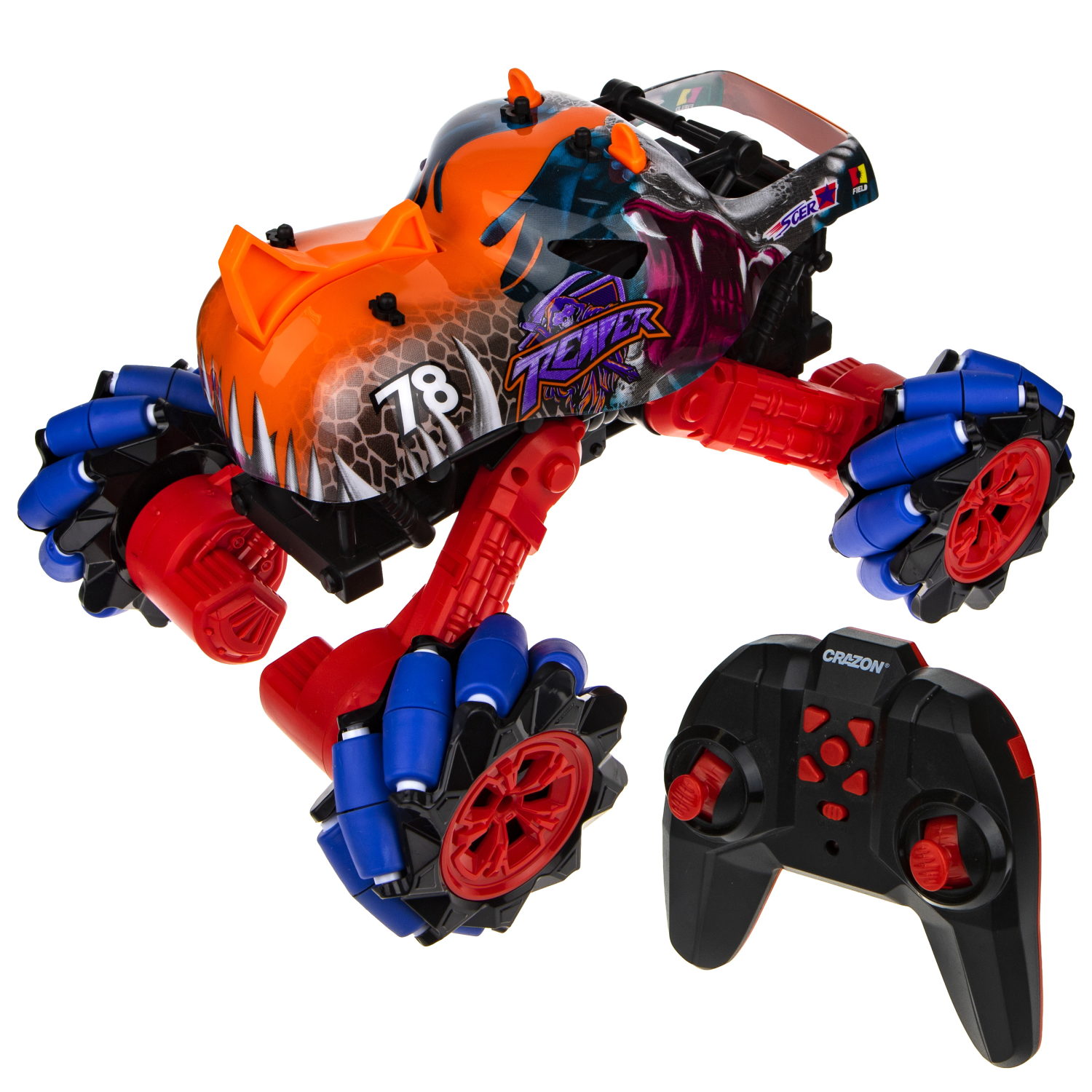 Машинка на пульте управления 1TOY Драйв, Монстр-трак Динозавр, серо-оранжевый