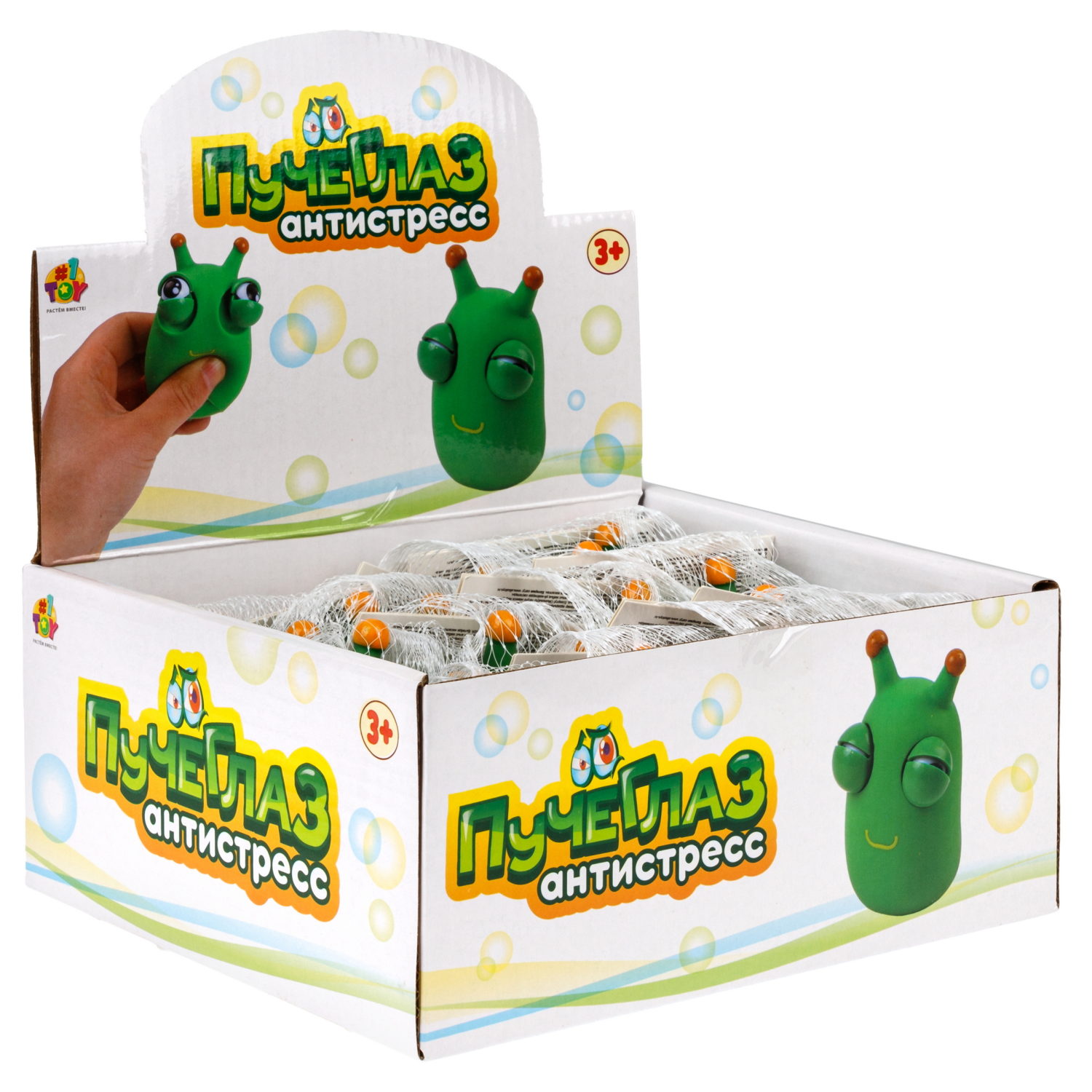 1toy Пучеглаз-антистресс "Улитка" 4,4х4,9х7,3 см, 12 шт. в д/б