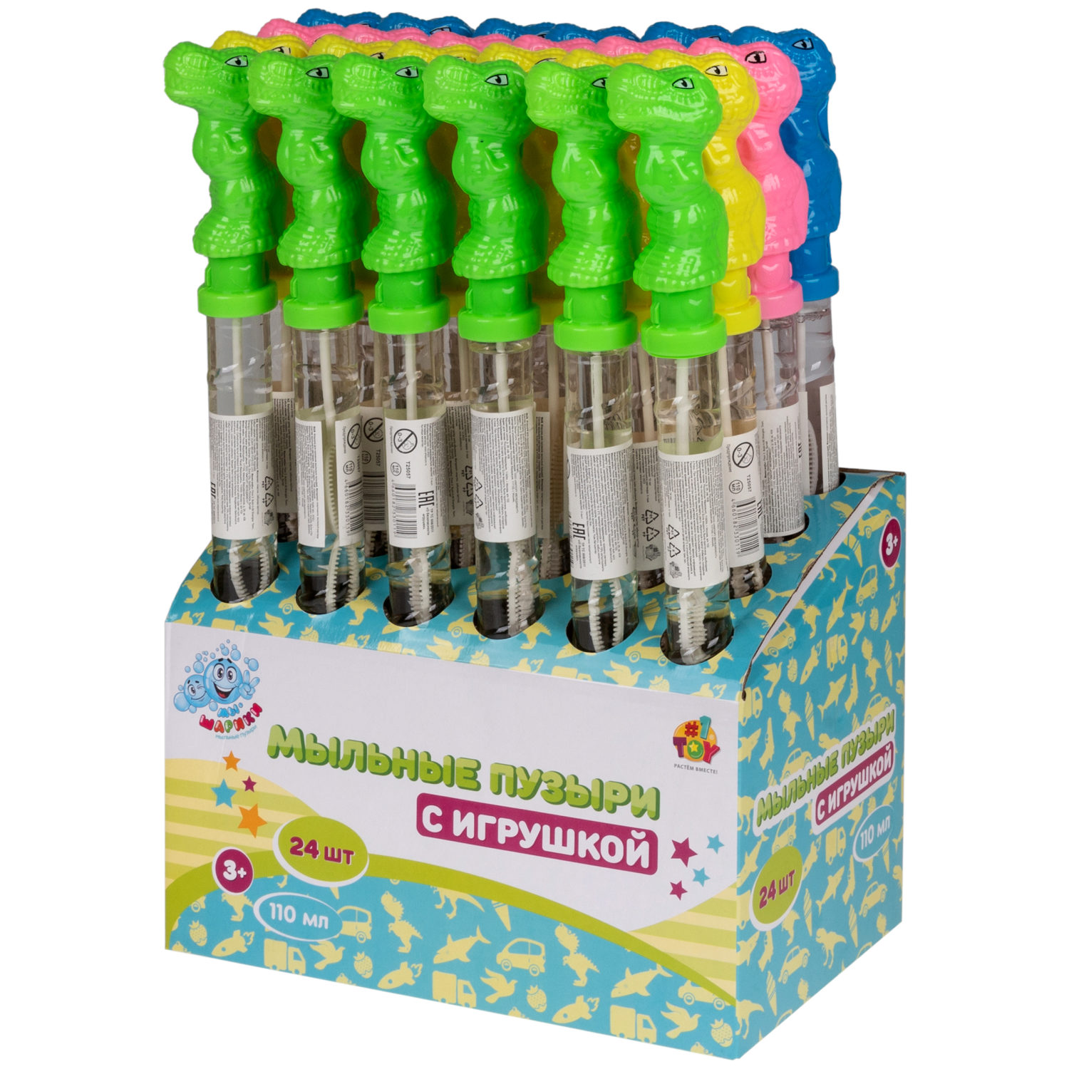 Мыльные пузыри Мы-шарики! 1TOY с игрушкой Динозавр, 110 мл