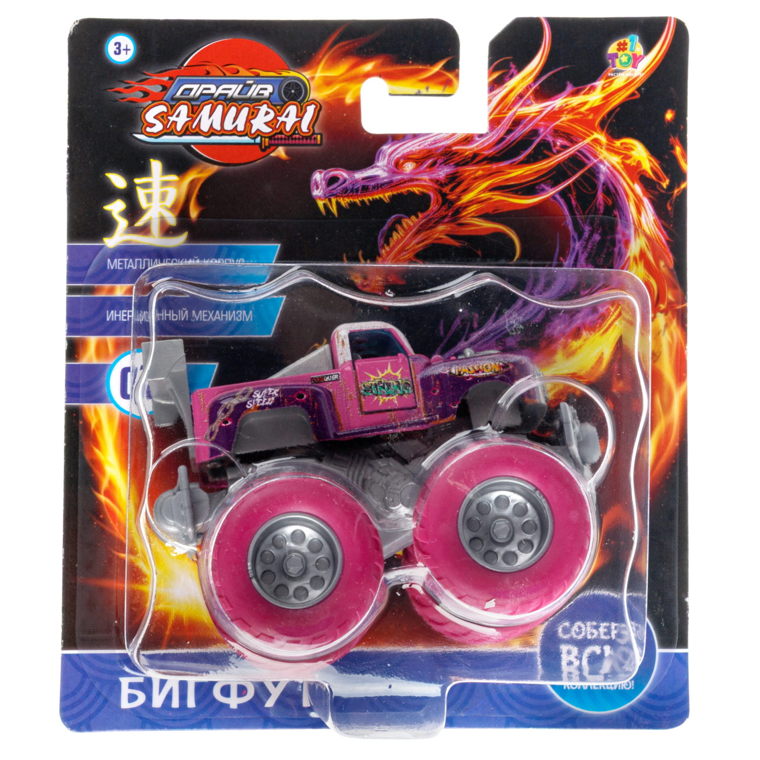 Машинка игрушечная 1TOY Драйв Монстр-трак Классика, инерционный, 8,5 см, цвет в ассортименте