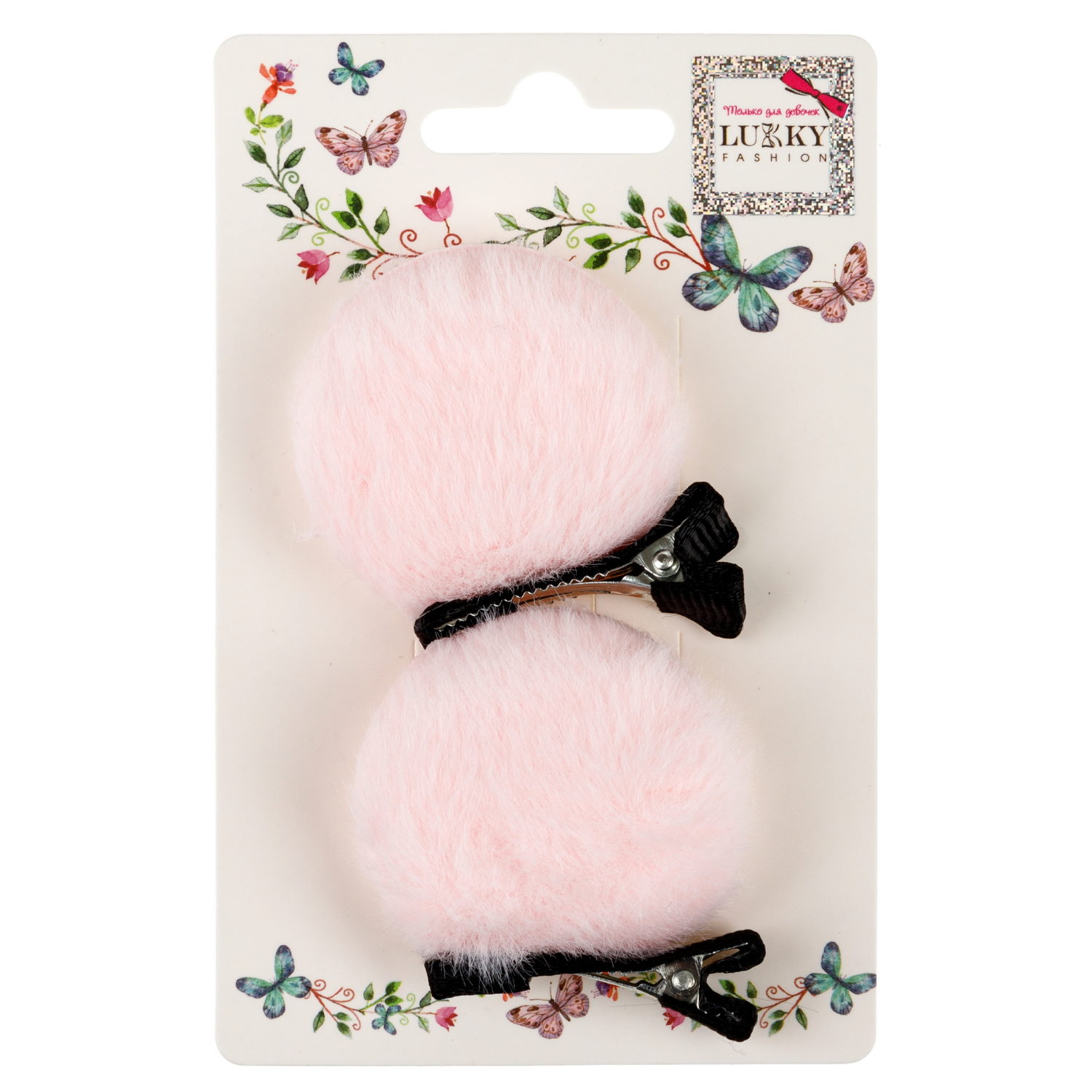 Заколки для волос Lukky Fashion Медвежьи ушки, детские, для девочки, зажимы, 3 цвета в ассортименте, набор 2 шт.