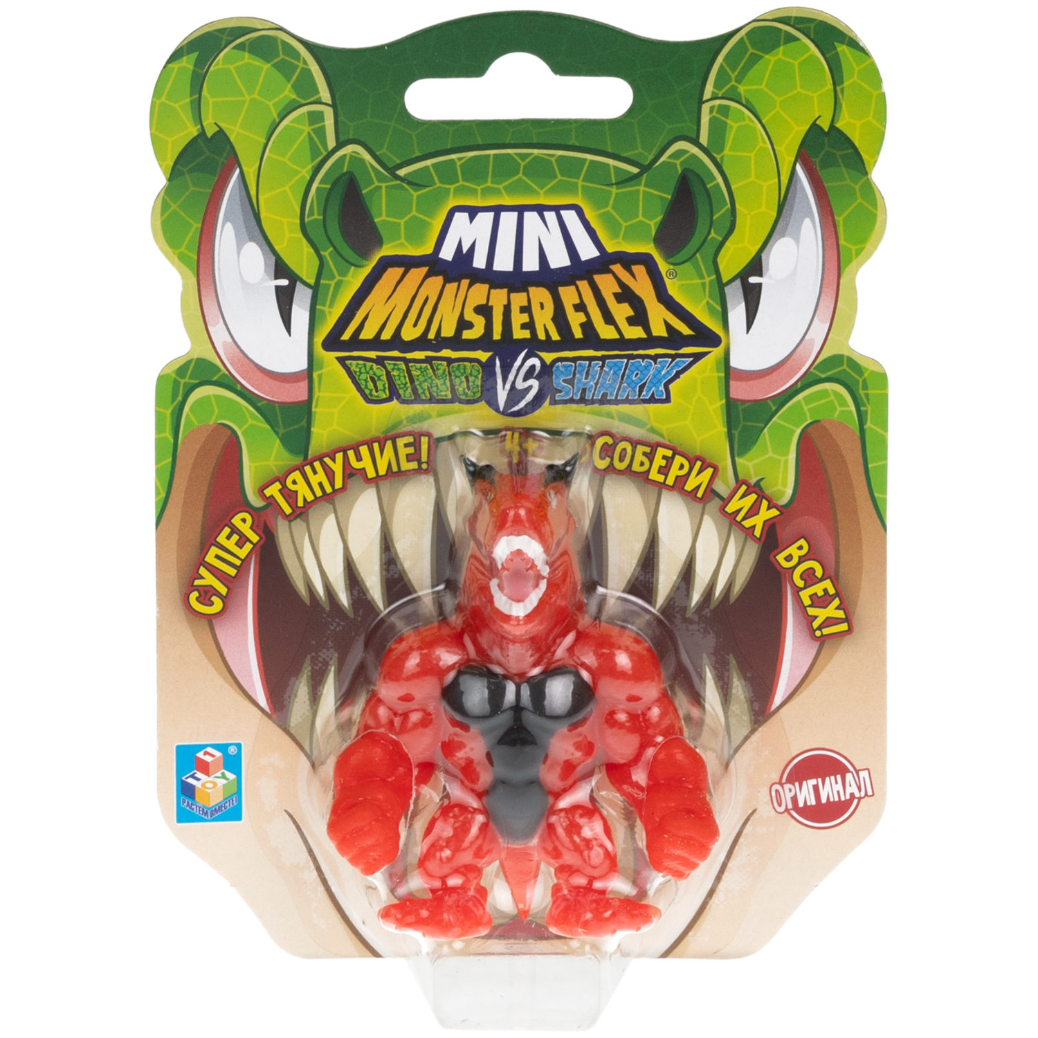 1TOY MONSTER FLEX MINI DINO и SHARK, тянущиеся фигурки, 10 видов в ассортименте