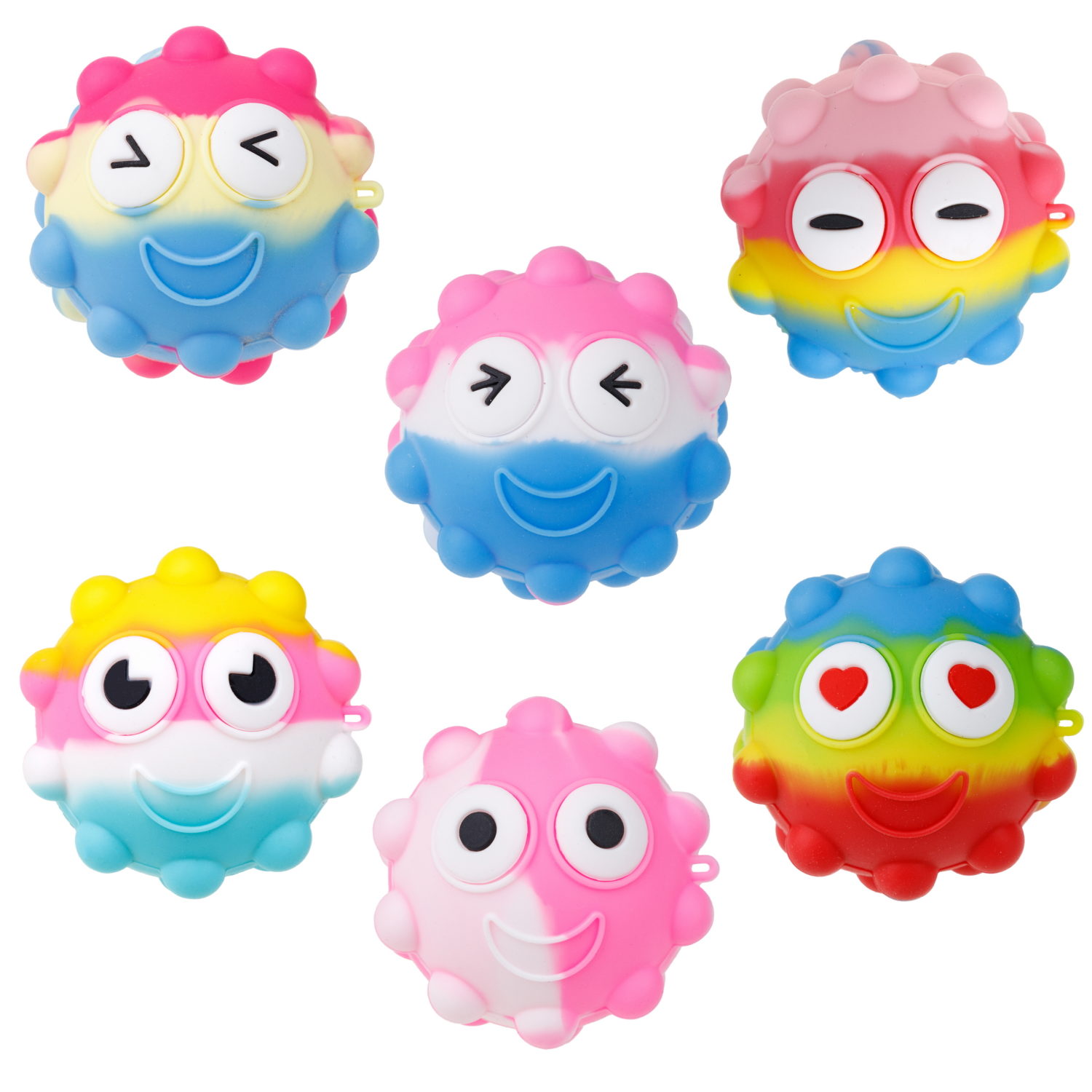 1toy Жмяка Hit Pop It "Смайлик" 7 см, 6 видов, 12 шт. в д/б
