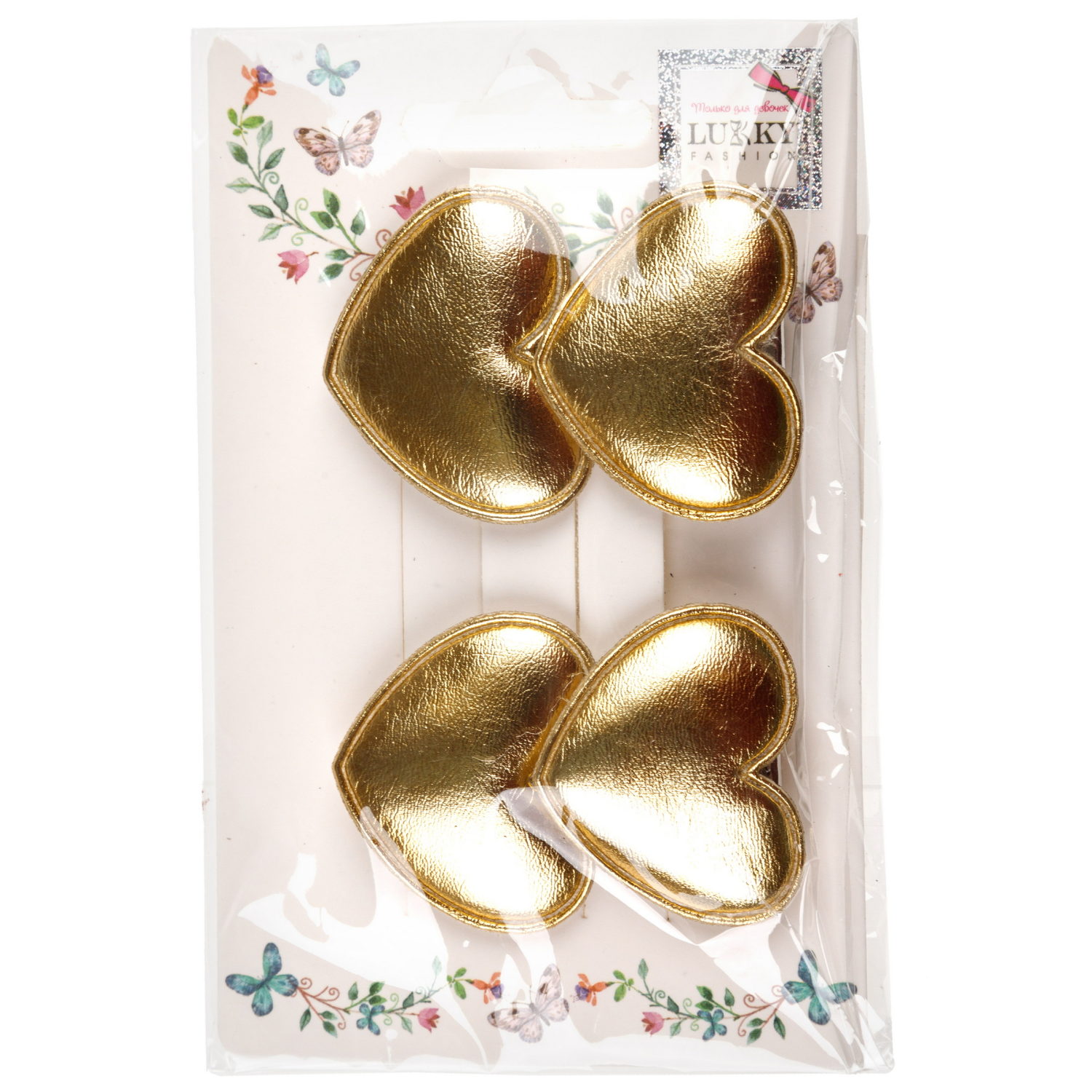 Заколки для волос Lukky Fashion Сердечки, детские, для девочки, зажимы, 4 цвета в ассортименте, набор 2 шт.