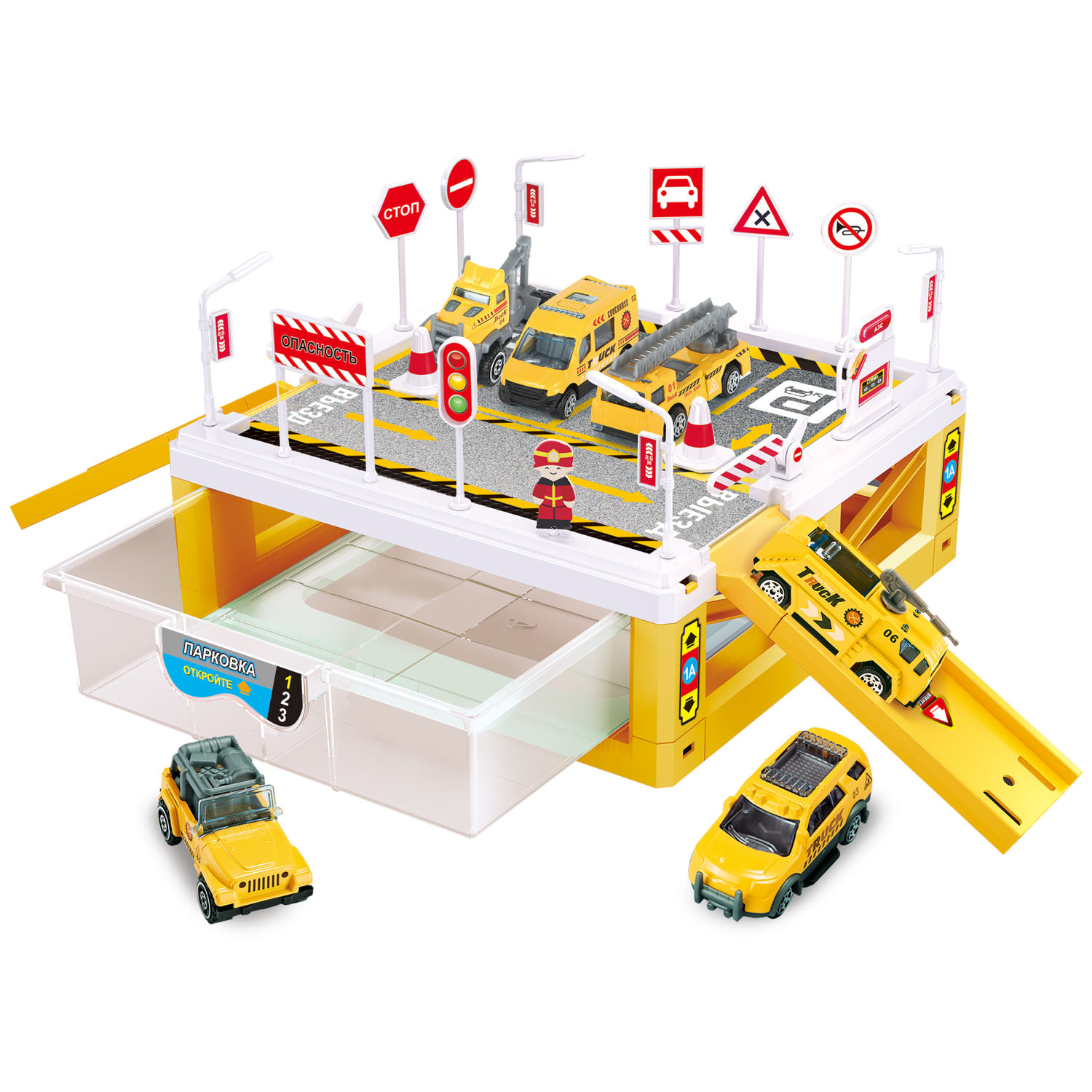 1toy Транспаркинг парковка-ящик "Строительная площадка"