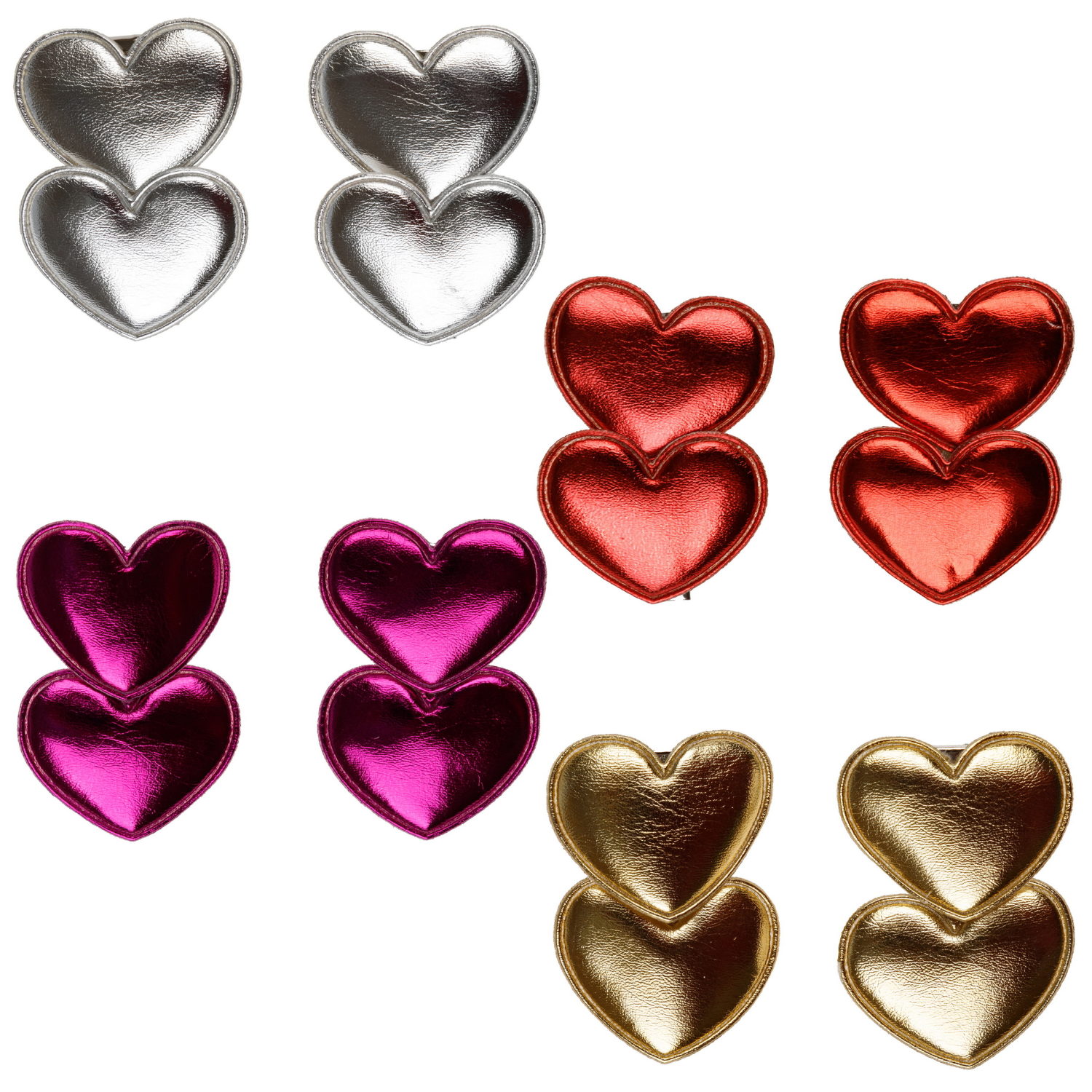 Заколки для волос Lukky Fashion Сердечки, детские, для девочки, зажимы, 4 цвета в ассортименте, набор 2 шт.