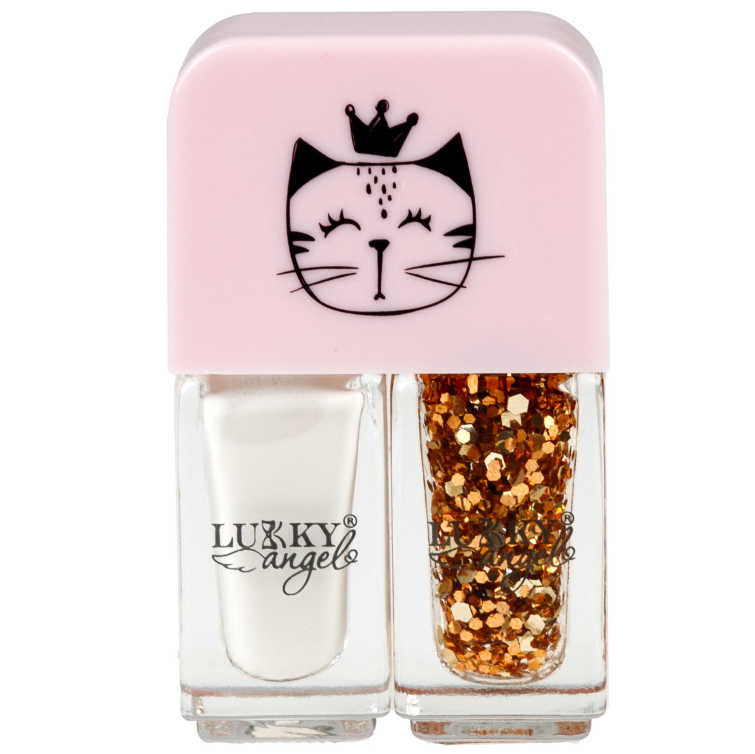 Двойной лак для детских ногтей Lukky Angel Just Duet зефирно-перламутровый и золотой с блестками, 2 по 4 мл