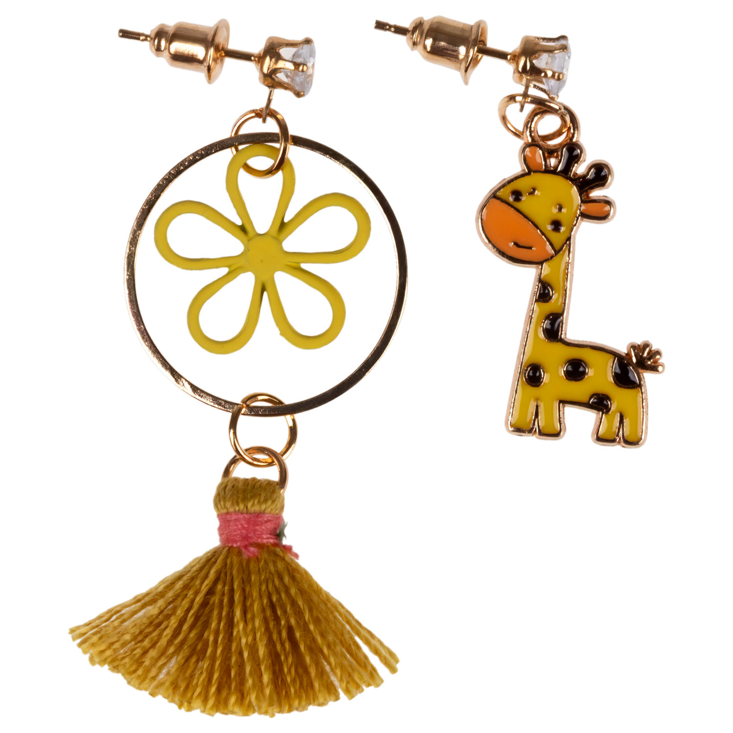Серьги Lukky Fashion с подвесками "Жирафик желтый"