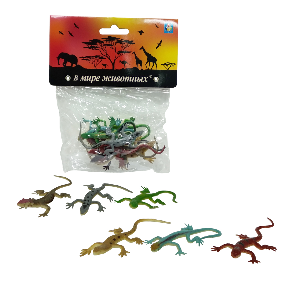 Фигурки животных 1TOY "В мире животных", ящерицы, игровой набор, 8 шт., 5 см