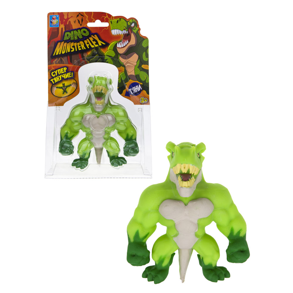 Тянущиеся фигурки 1TOY Monster Flex Dino, Тирекс, монстр тянучка, 14 см