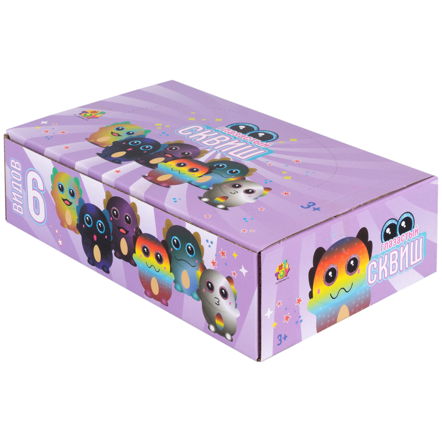 Глазастый сквиш 1TOY Аксолотль, игрушка-антистресс для рук, жмякалка, 9х7,8 см, 6 видов в ассортименте