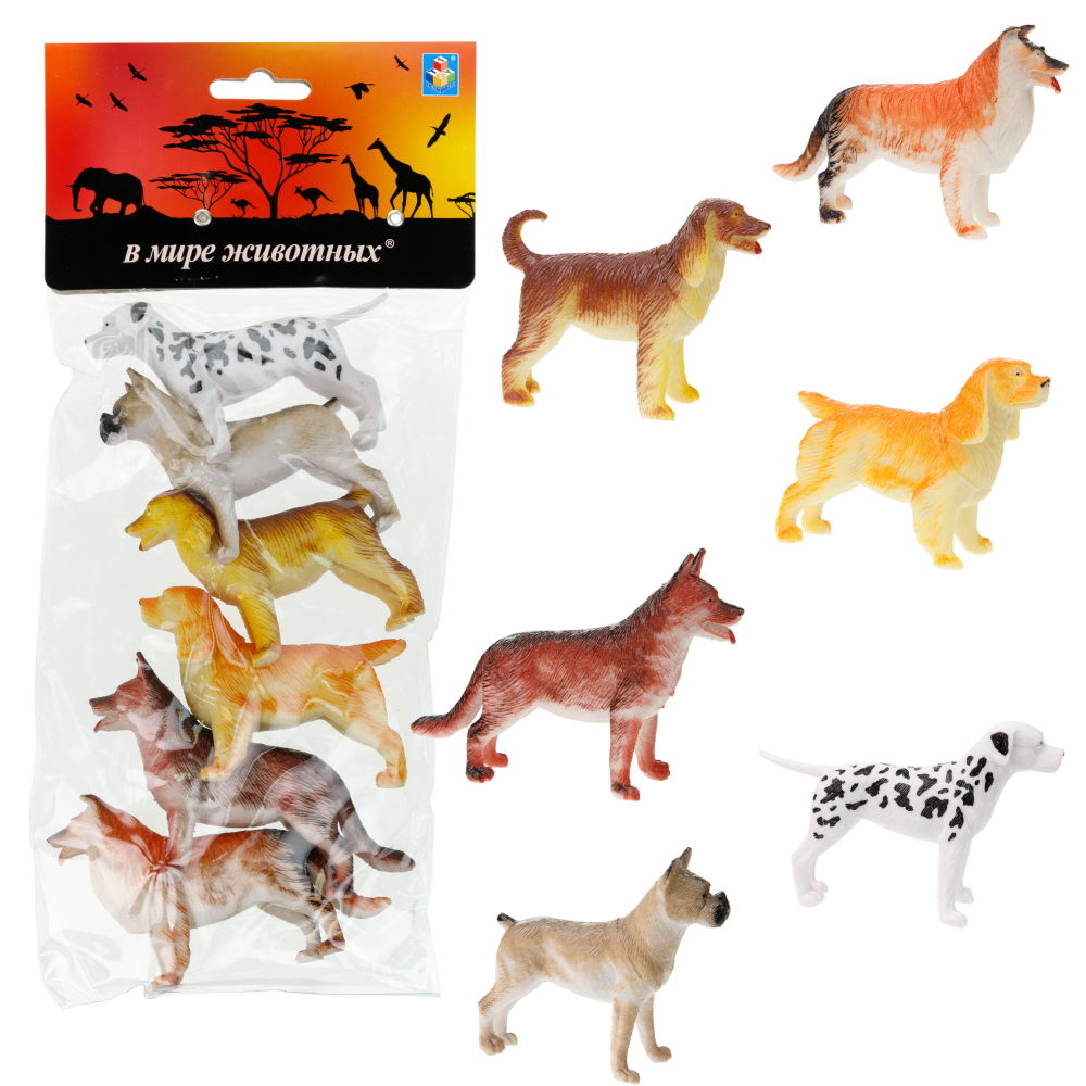 Фигурки домашних животных 1TOY "В мире животных", игровой набор, собачки, 6 шт., 10 см