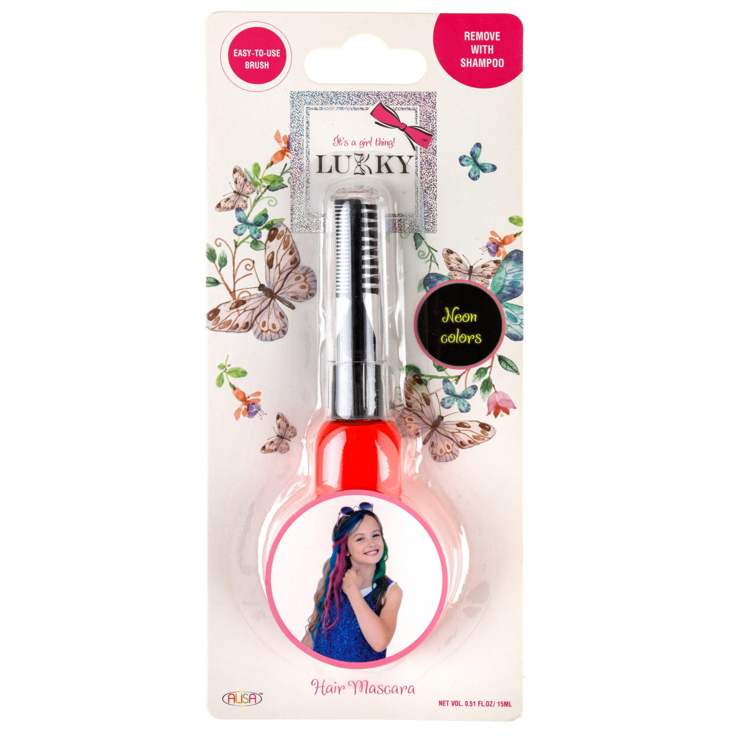 Тушь для волос LUKKY, неоновые цвета: красный