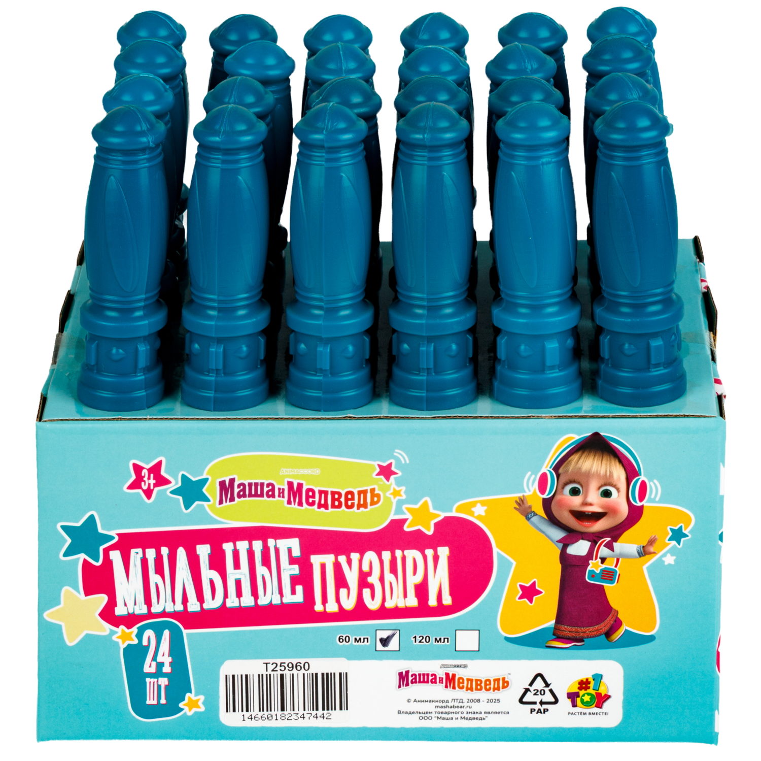 Мыльные пузыри 1TOY Маша и Медведь, 60 мл