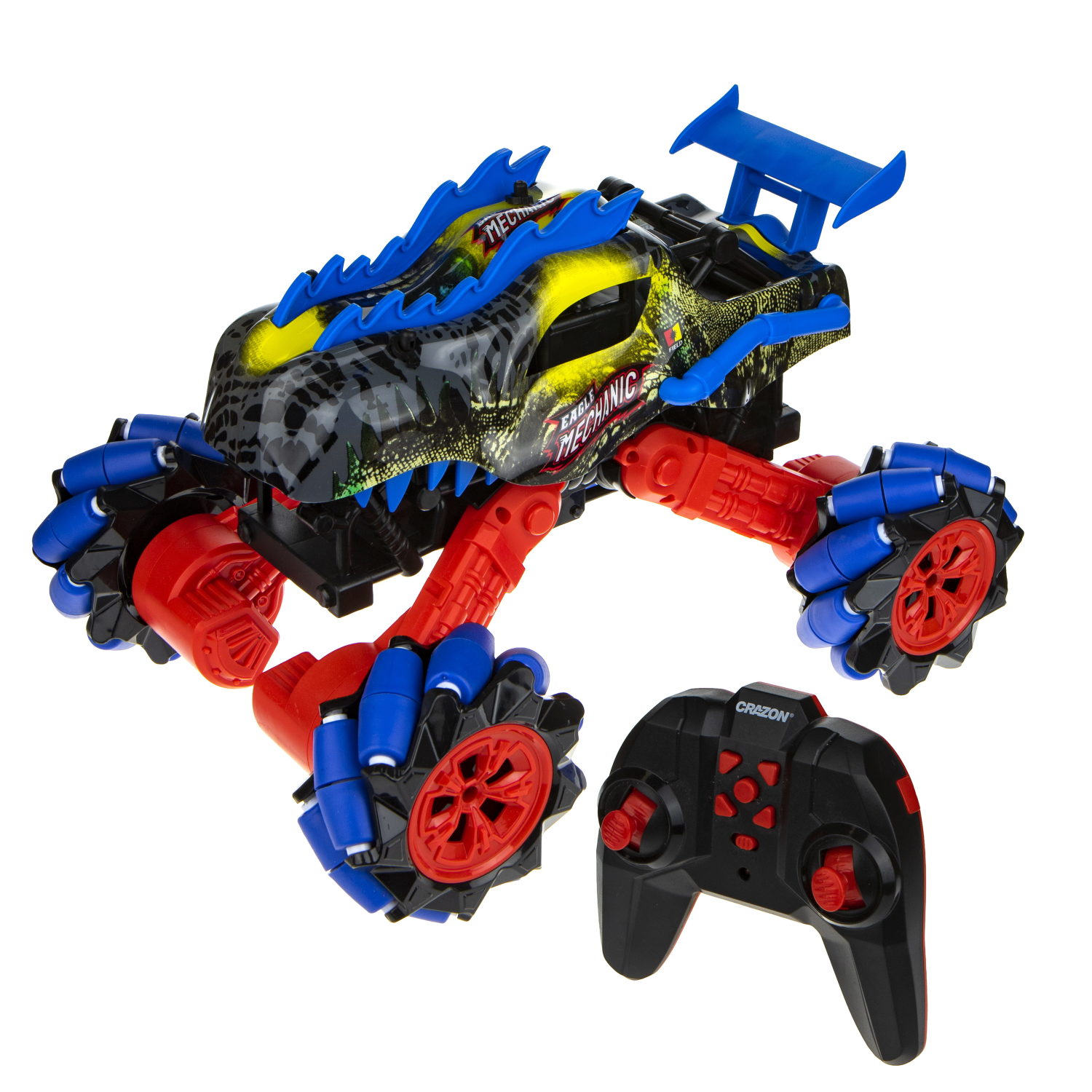 Машинка на пульте управления 1TOY Драйв, Монстр-трак Динозавр, серо-синий