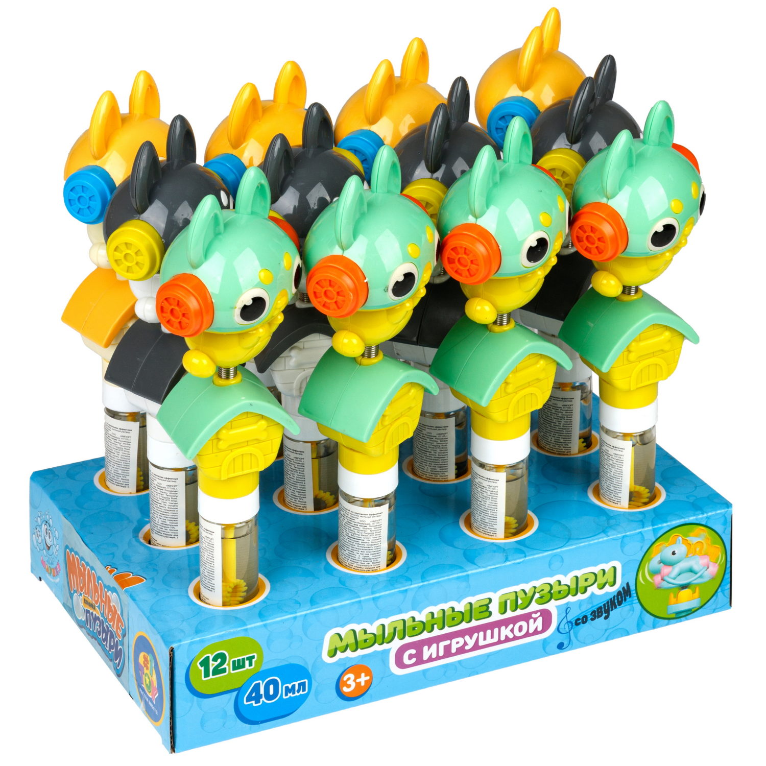 Мыльные пузыри с игрушкой-качалкой 1TOY Мы-шарики! Собака, 40 мл, 3 цвета в ассортименте