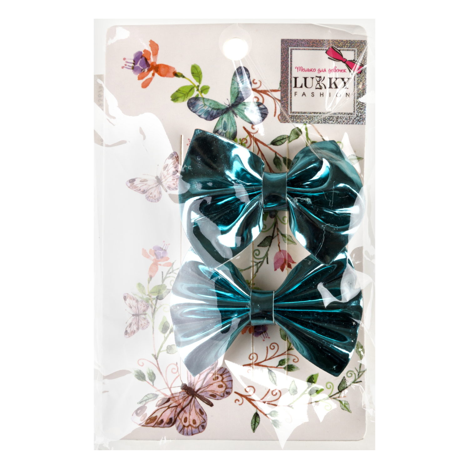 Заколки для волос Lukky Fashion Бантики Голография, детские, для девочки, зажимы, 4 цвета в ассортименте, набор 2 шт.