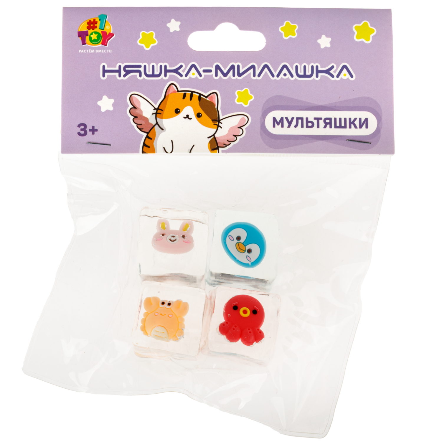 Антистресс-игрушка 1TOY Крутой замес Таба сквиш Мультяшки, набор 4 шт.