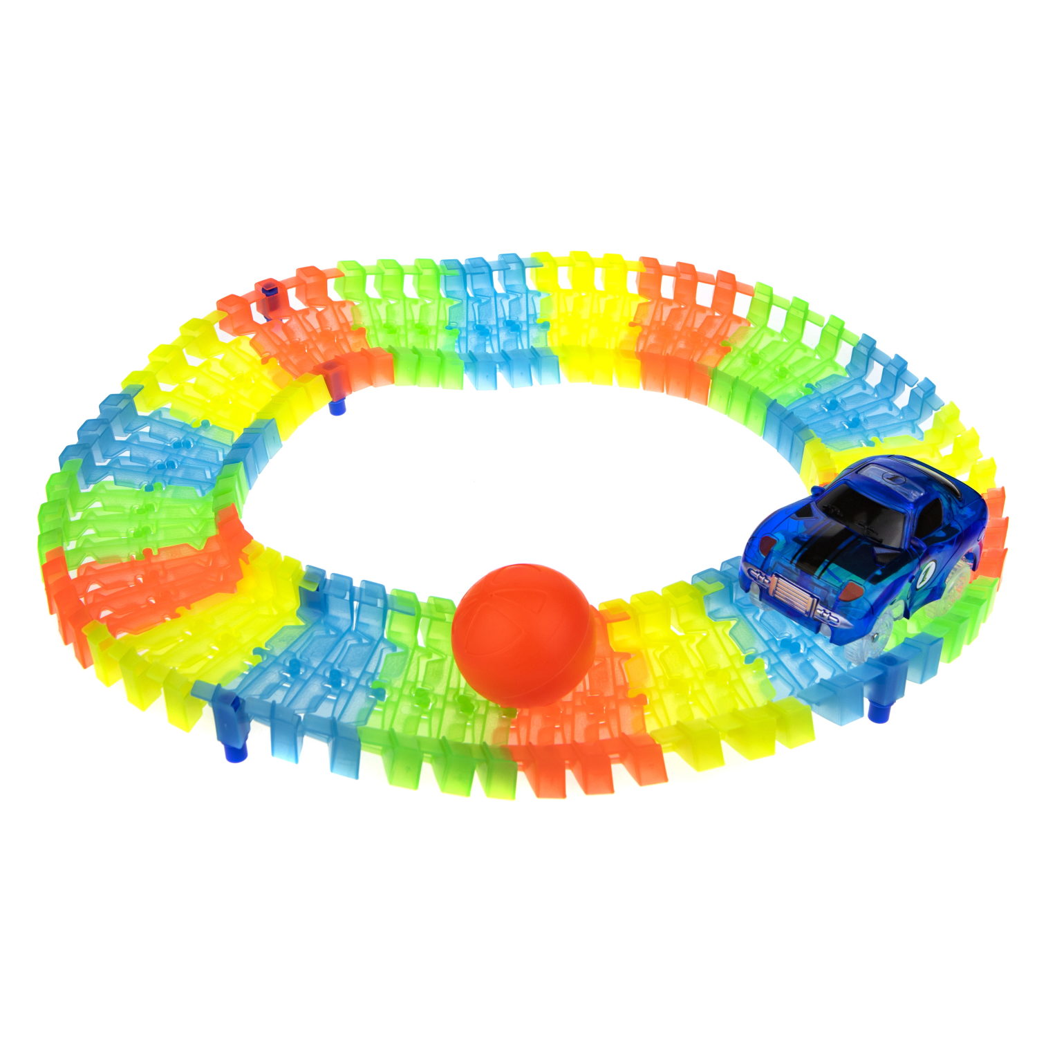 Игровой набор 1TOY Гибкий трек "Мегаполис", 70 деталей, дорога светитсяв темноте