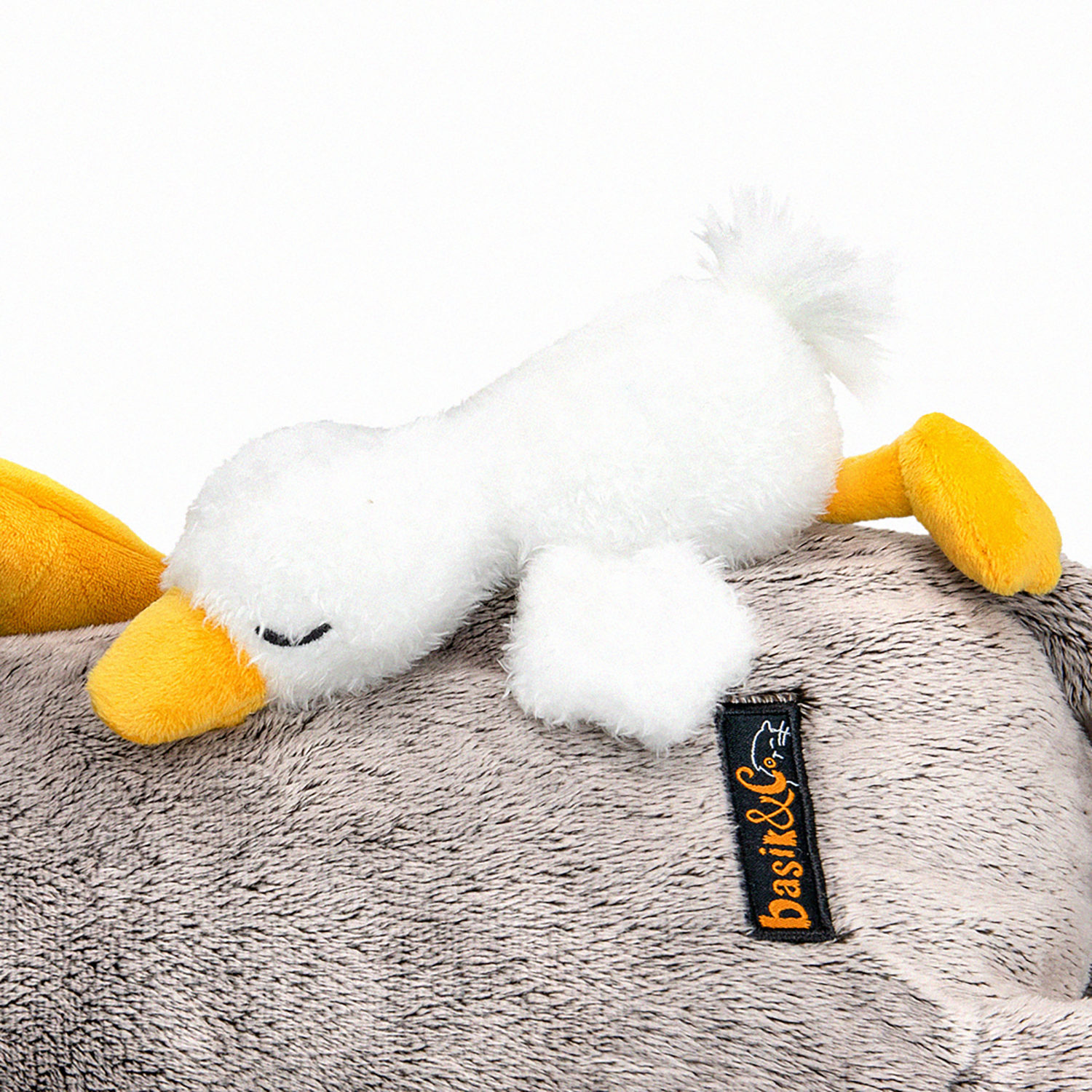 Мягкая игрушка Кот Басик сонный с Гусиком (пижамница), 50 см