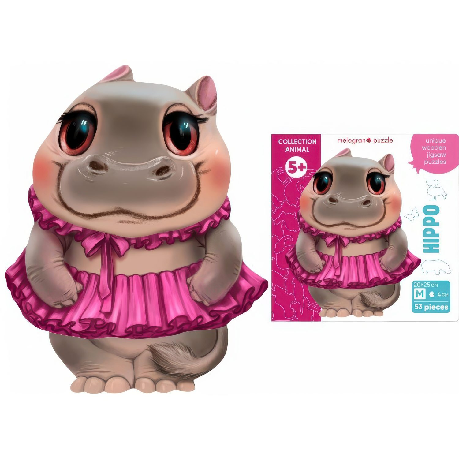 Пазлы Collection Animals Бегемотик балерина, 53 детали