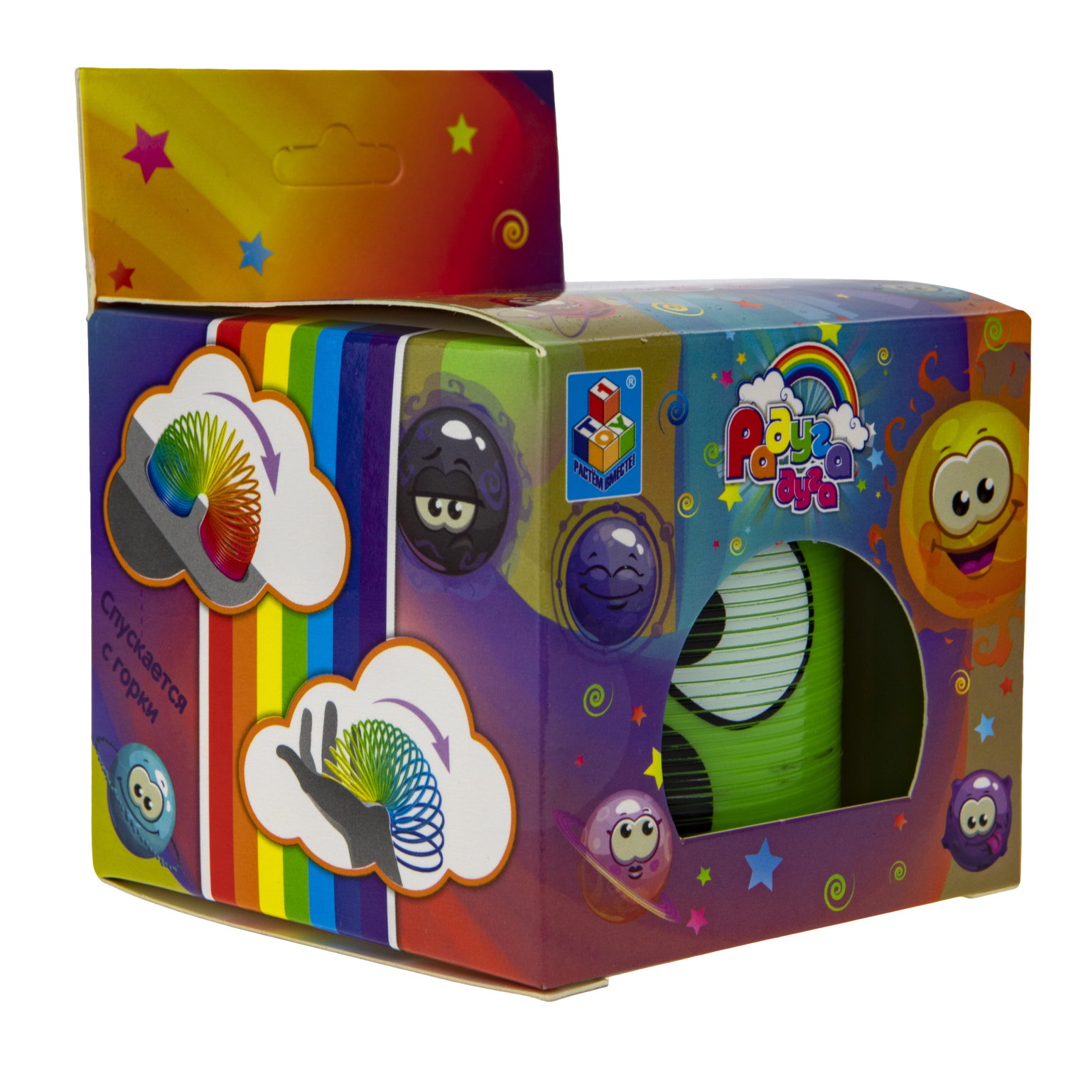 Пружинка радуга 1TOY «Радуга-дуга» Эмоции, 7,5*7,5 см, 6 видов в ассортименте