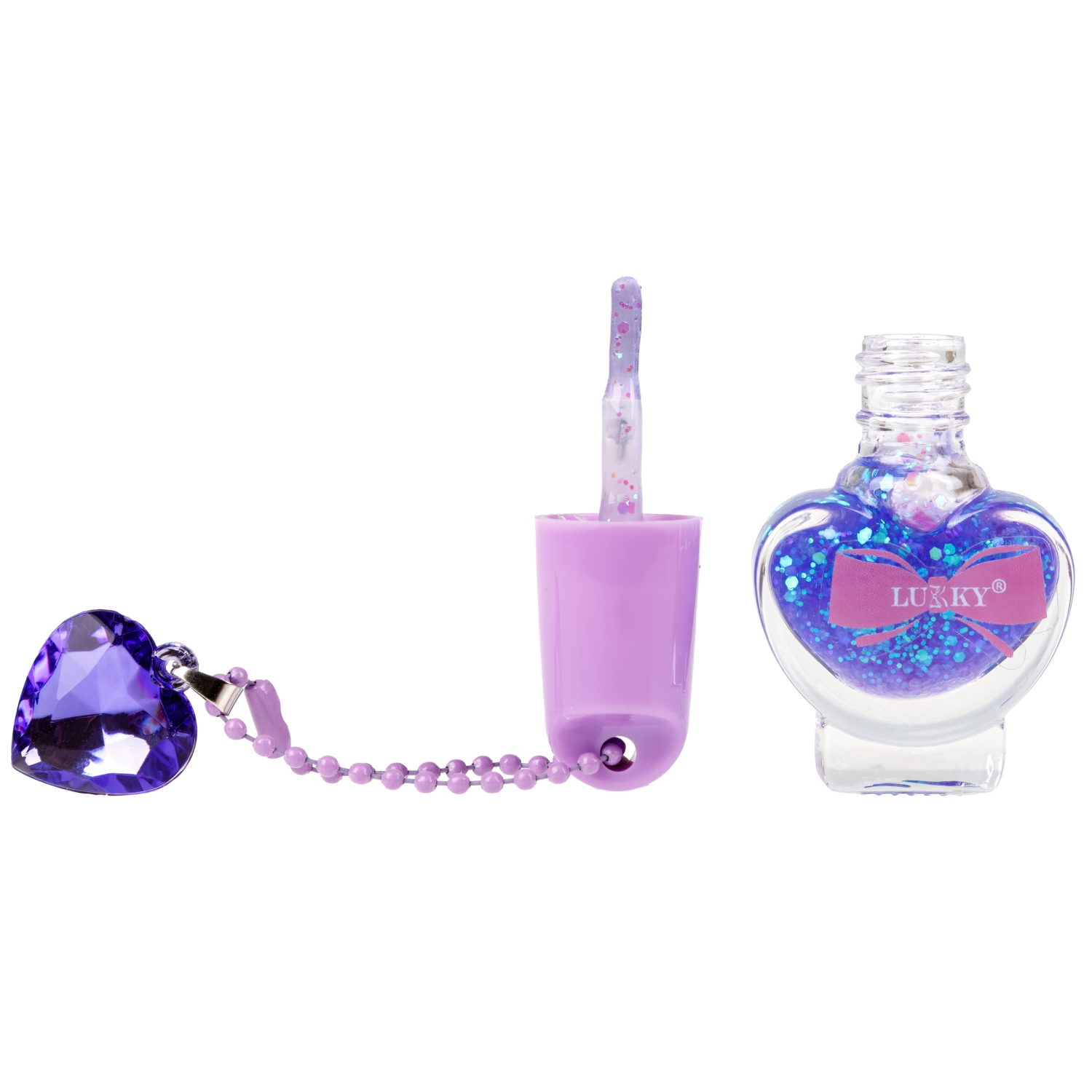 Лак для ногтей детский Lukky Charmy Laque peel-off сверкающий, 5 мл, сиреневый, аромат ванили, подвеска