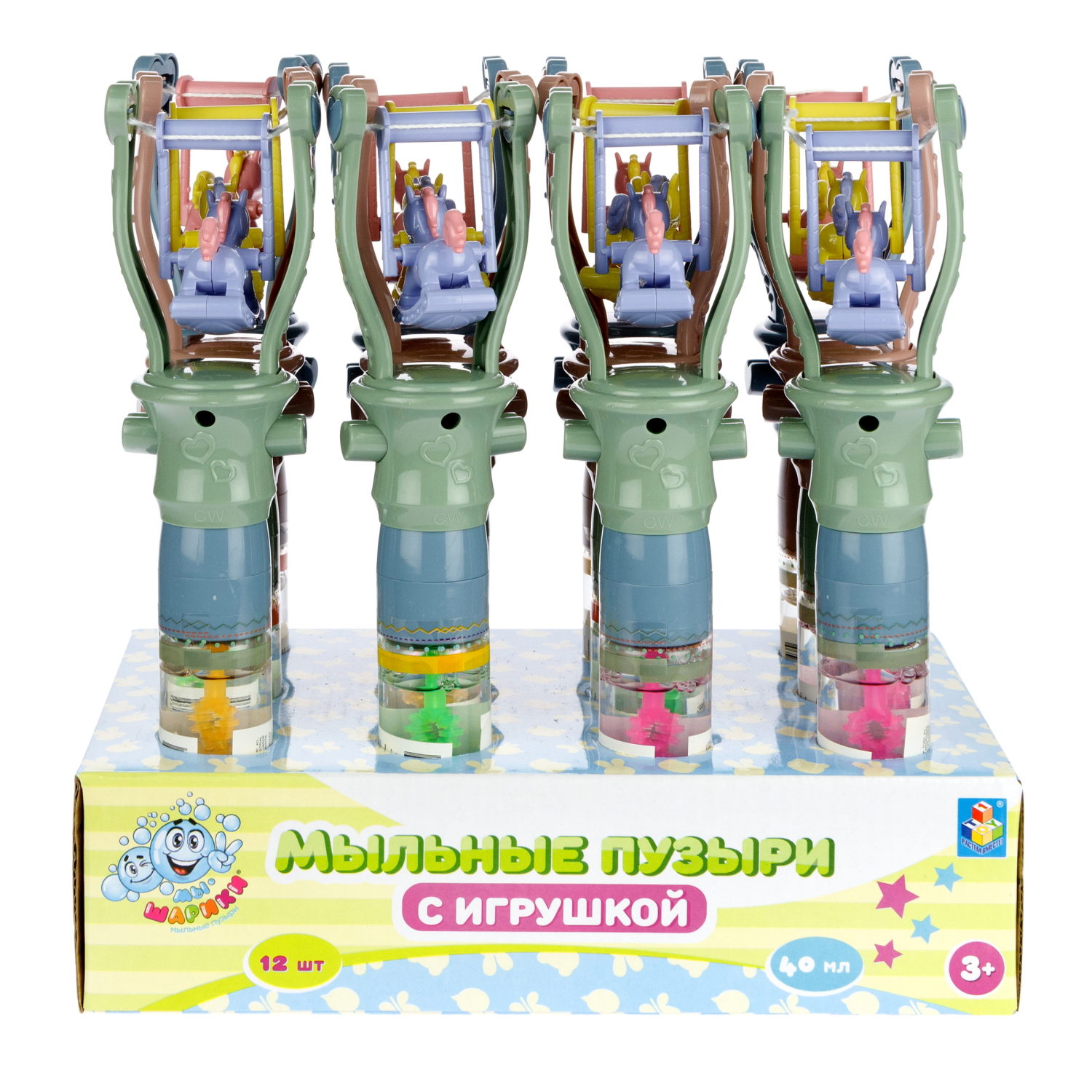 Мыльные пузыри с игрушкой 1TOY Мы-шарики! Качели, 40 мл