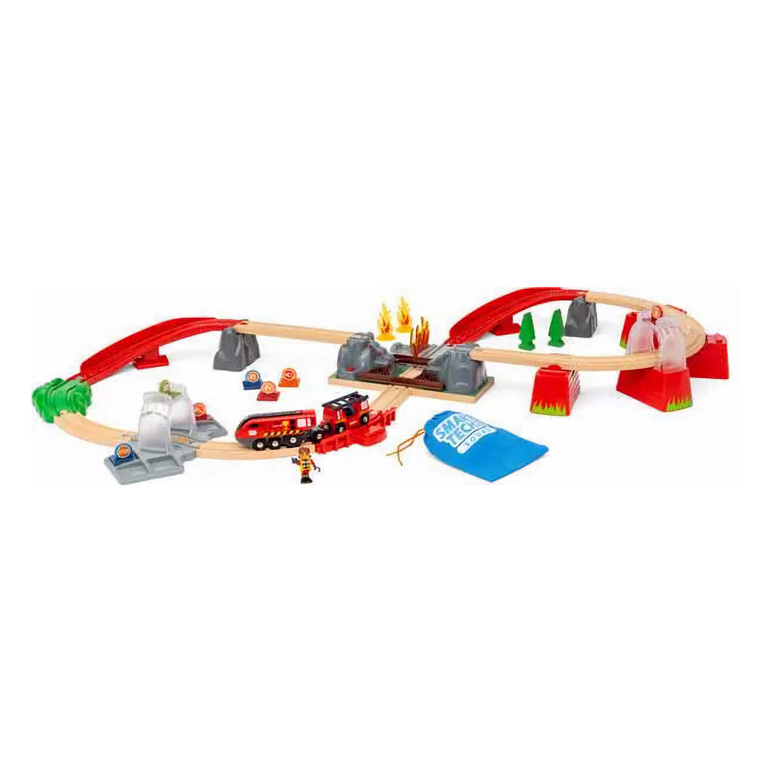 Деревянная железная дорога BRIO "Пожарный спасатель",звук, 41 деталь