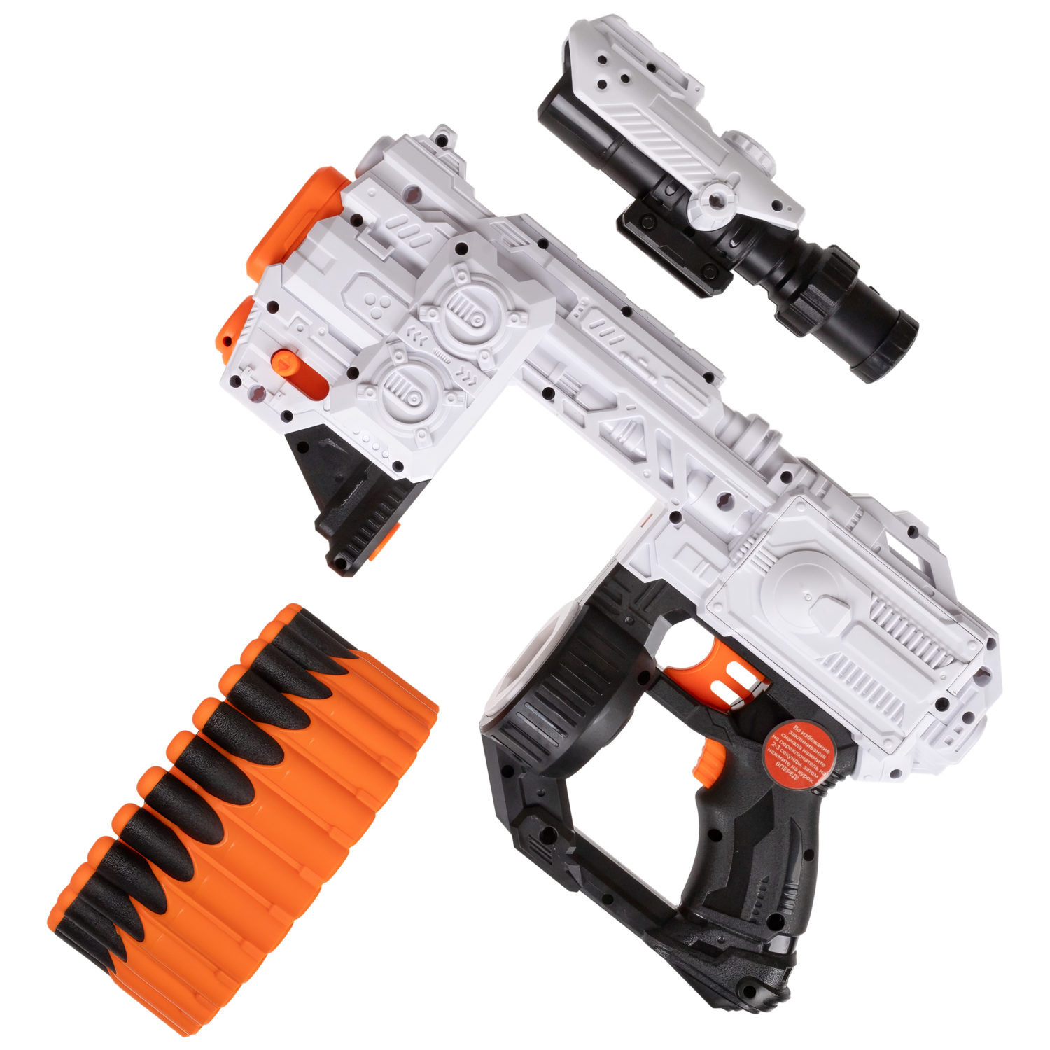 1TOY Funmax "A73" бластер электрический, барабан на 30 выстрелов, в комплекте 48 EVA снарядов