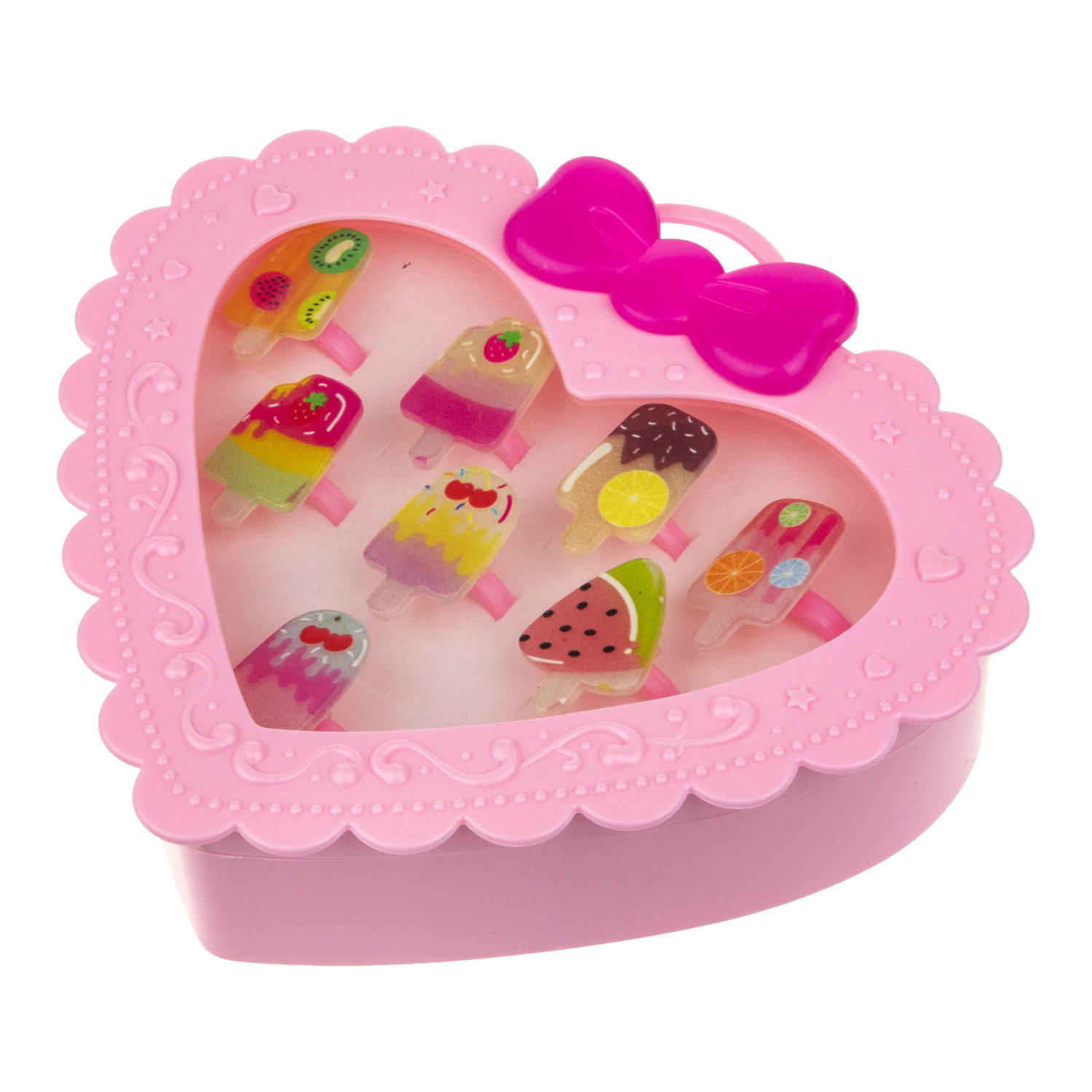Набор колец для девочки 1TOY Sweet heart Bijou, регулируемых, 8 колец