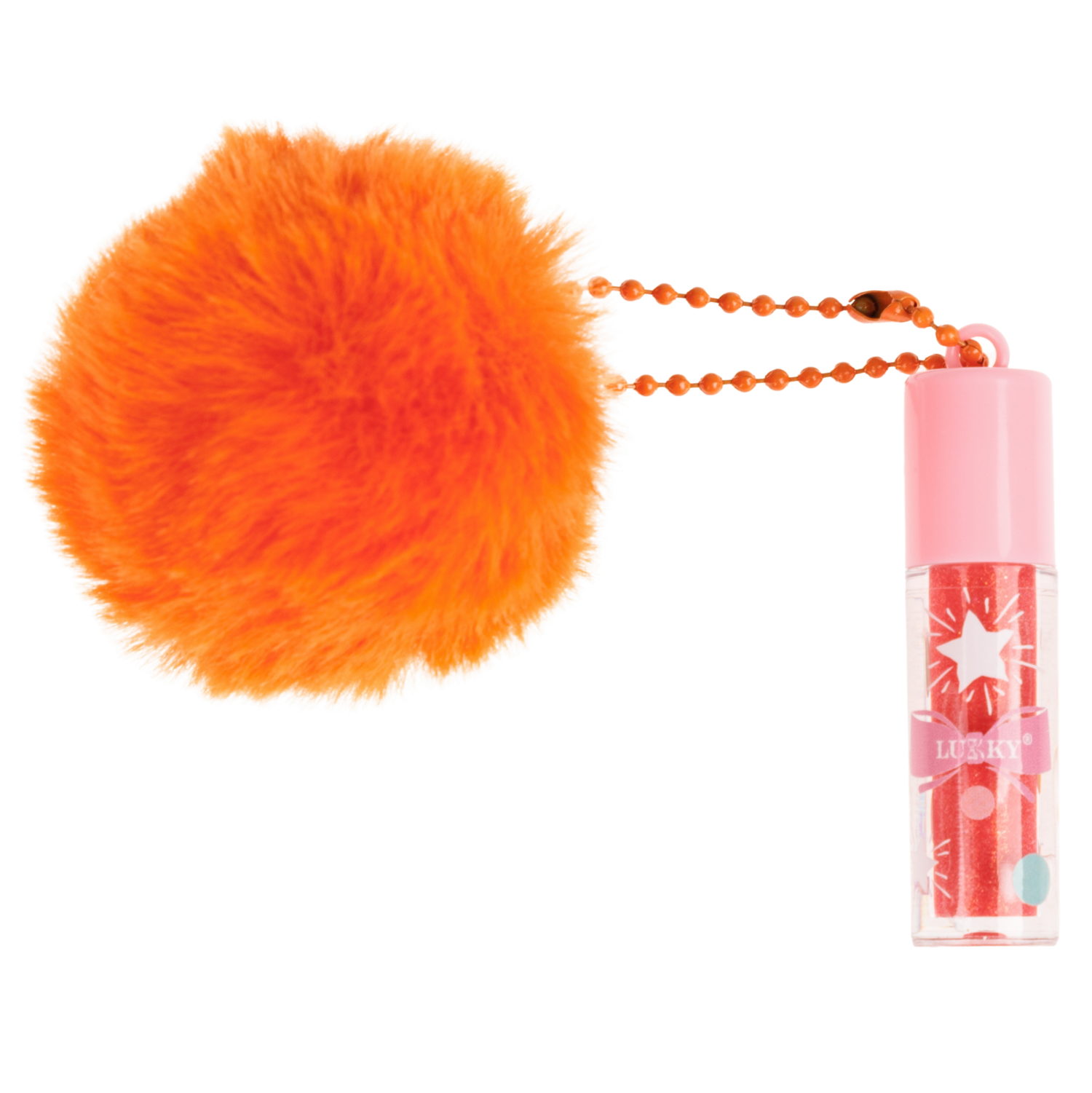 Блеск для губ детский Lukky Charmy Plush голографический, розовый, 1 мл, аромат ягодного десерта, брелок